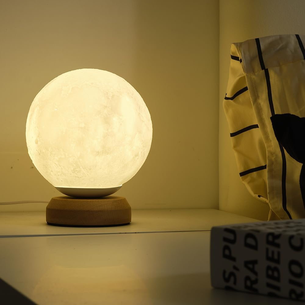Moon Lamp, 3-Color Temperature Lamp,Bedroom Bedside Night Lights, Dimmable Led Lighting, Table Lamps for Living Room Officecreative Home Decor,Valentines Unique House Warmging Gift image number 5