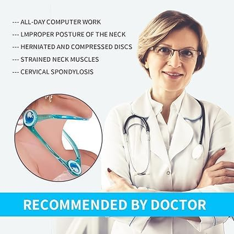 Neck Stretcher,Neck Braces,360 Degree Adjustable Neck Support.Ergonomic Cervical Traction Device for Aligning Neck.Neck Posture Corrector for Neck Pain Relief, Spinal Decompression (Blue) image number 2
