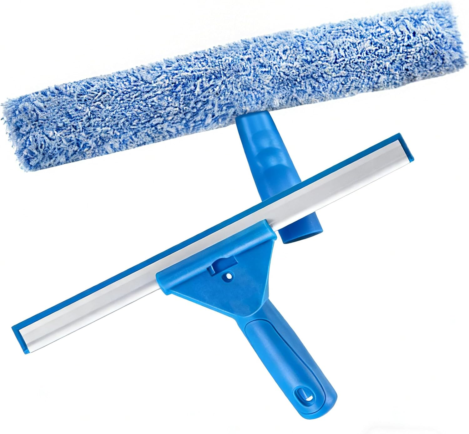 Window Cleaner Set 2-In-1, Window Squeegee Professional with Silicone Blade and Microfibre Wiper (30 Cm), Includes Stainless Steel Shower Squeegee and Highly Absorbent Cloth, for Windows, Mirrors