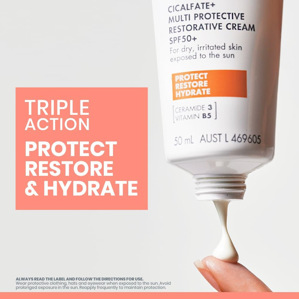 Av&egrave;ne Cicalfate+ Multi Protective Restorative Cream SPF50+ 50Ml, UVB-UVA Protection, Ceramide 3, Vitamin B5, Helps to Restore the Skin'S Barrier for All Skin Types image number 5