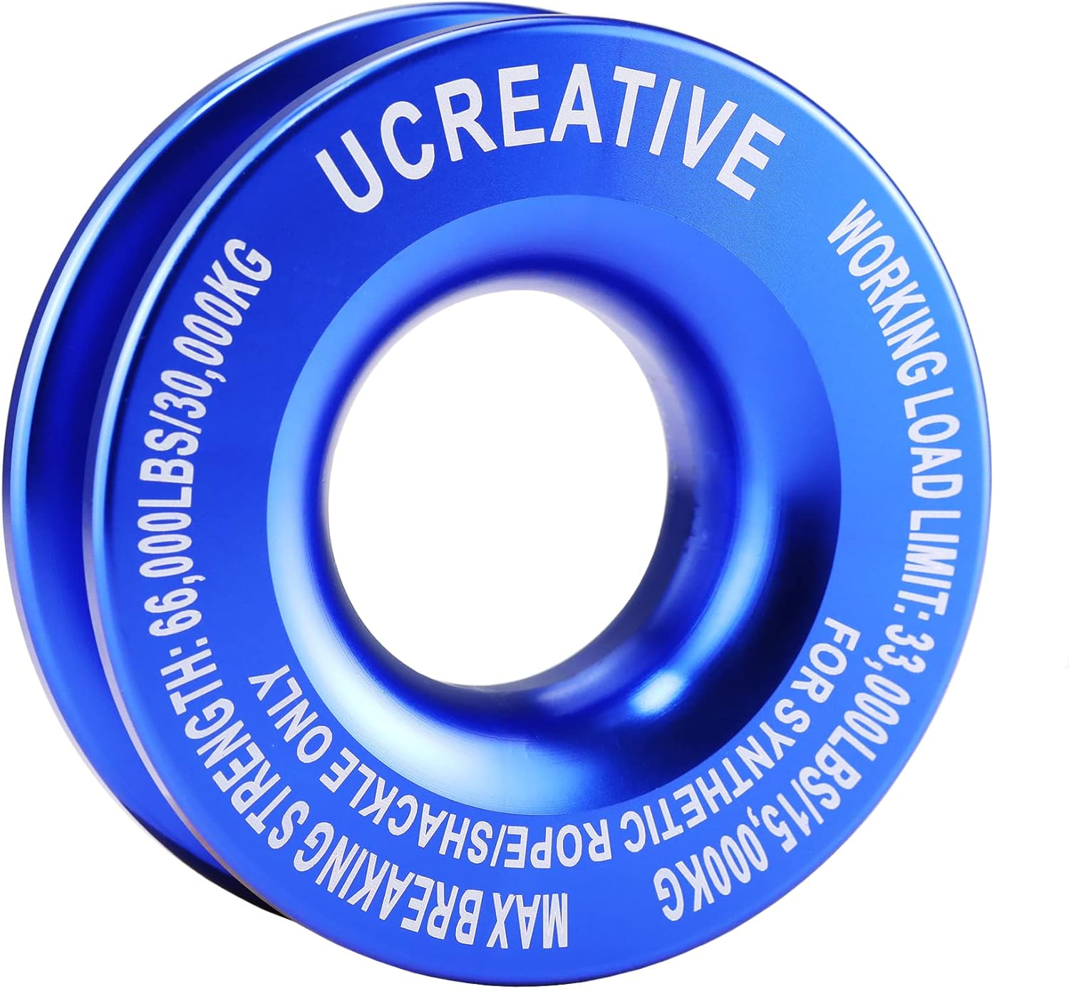 Ucreative Winch Snatch Recovery Ring 66,000 Lbs for Soft Shackle and Synthetic Rope for ATV UTV SUV Truck Off-Road Vehicle Recovery (Red)