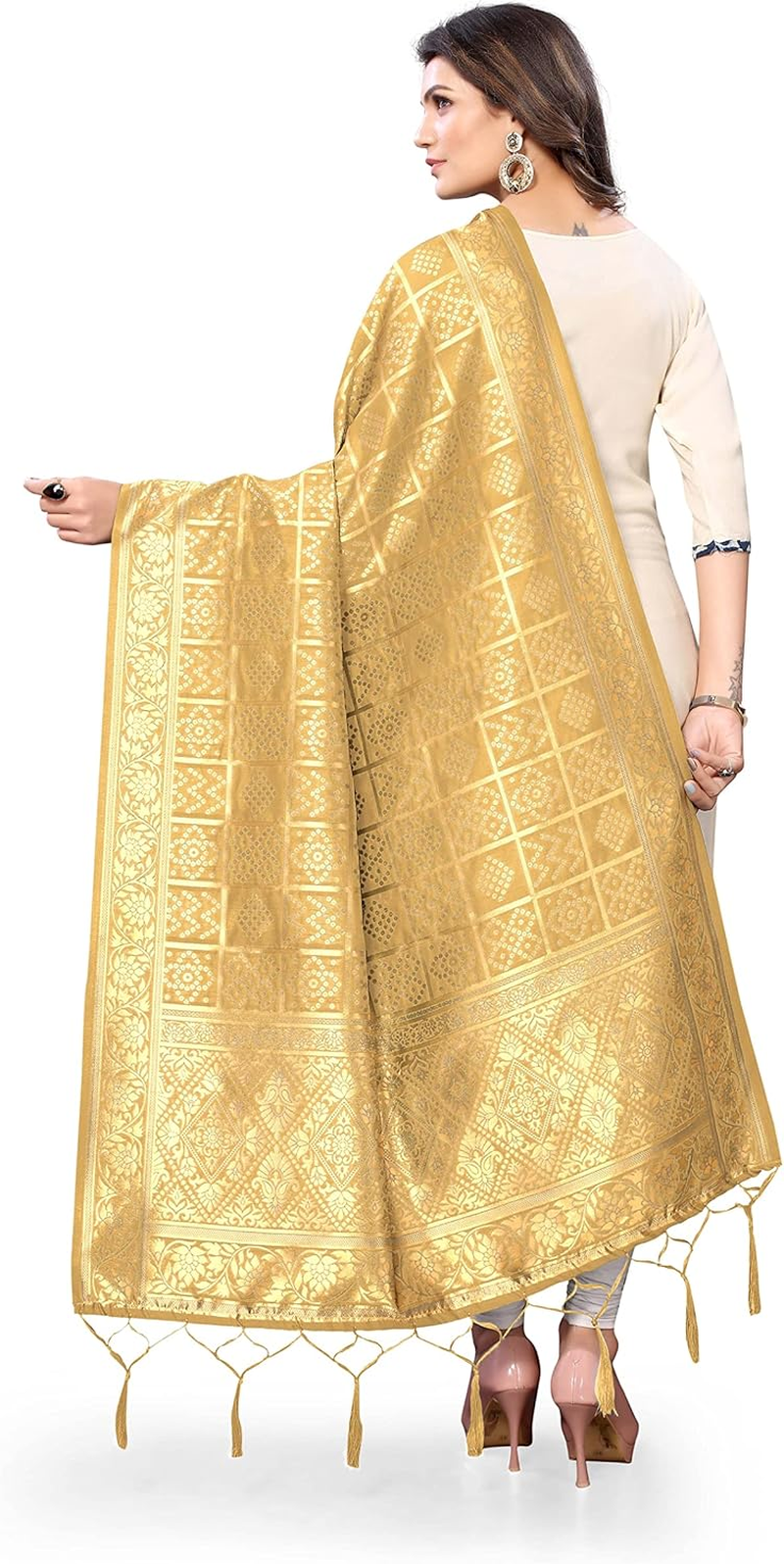 Jaanvi Fashion Women'S Banarasi Silk Woven Dupatta