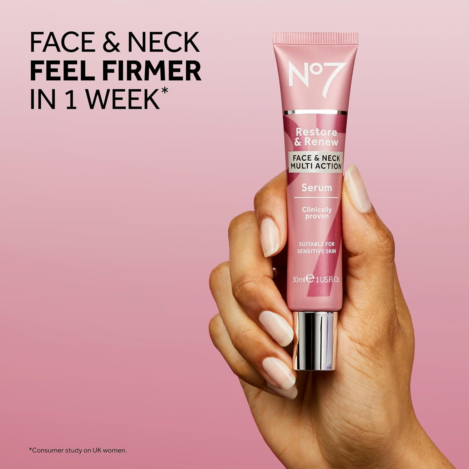 No7 - Restore & Renew Face & Neck Multi Action Serum - 30Ml image number 3