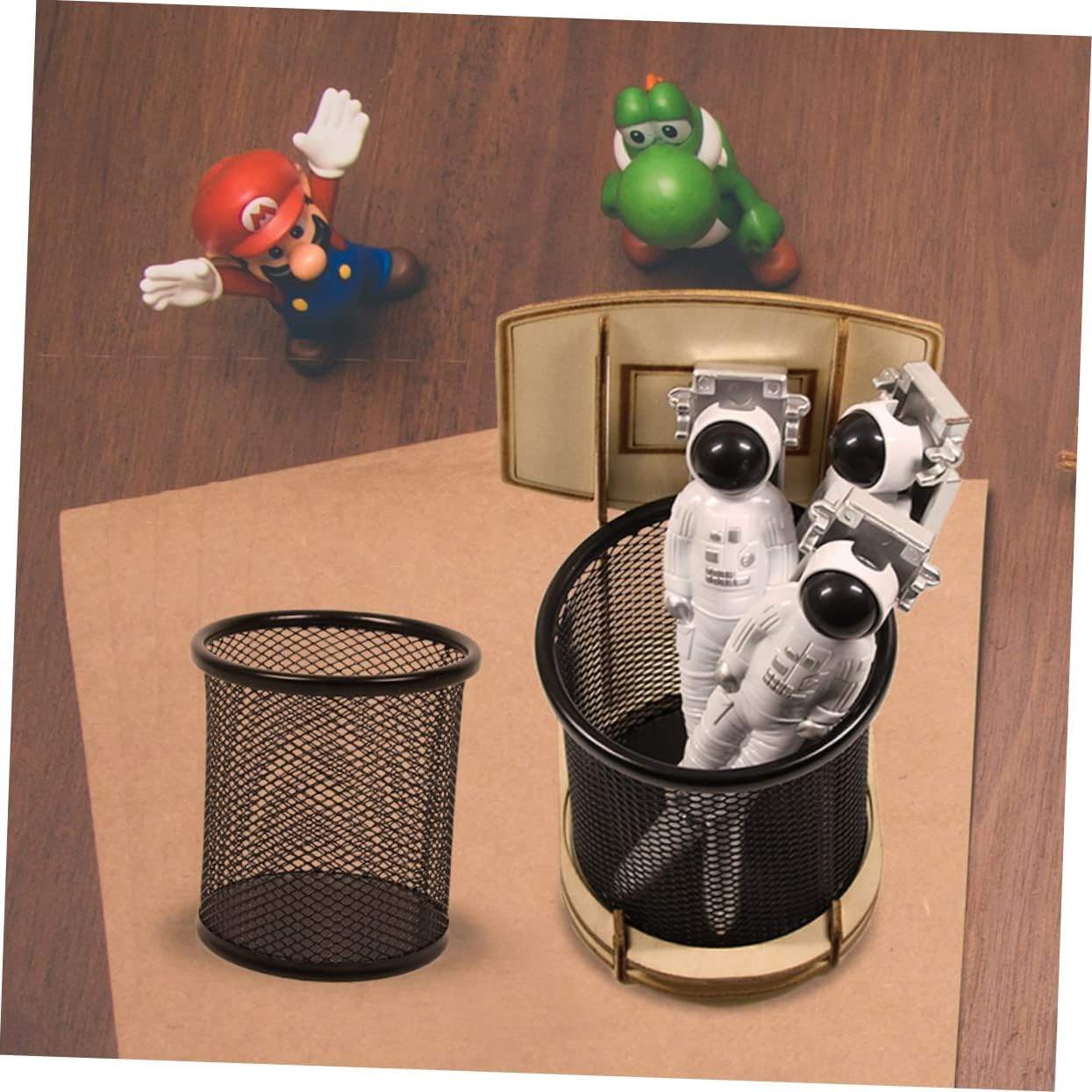 NUOBESTY Wooden Basketball Stand DIY Pen Holder Pencil Organizer Storage Case Detachable Pen Container for Desk Home Decorative Accessories Stationery Supplies image number 2