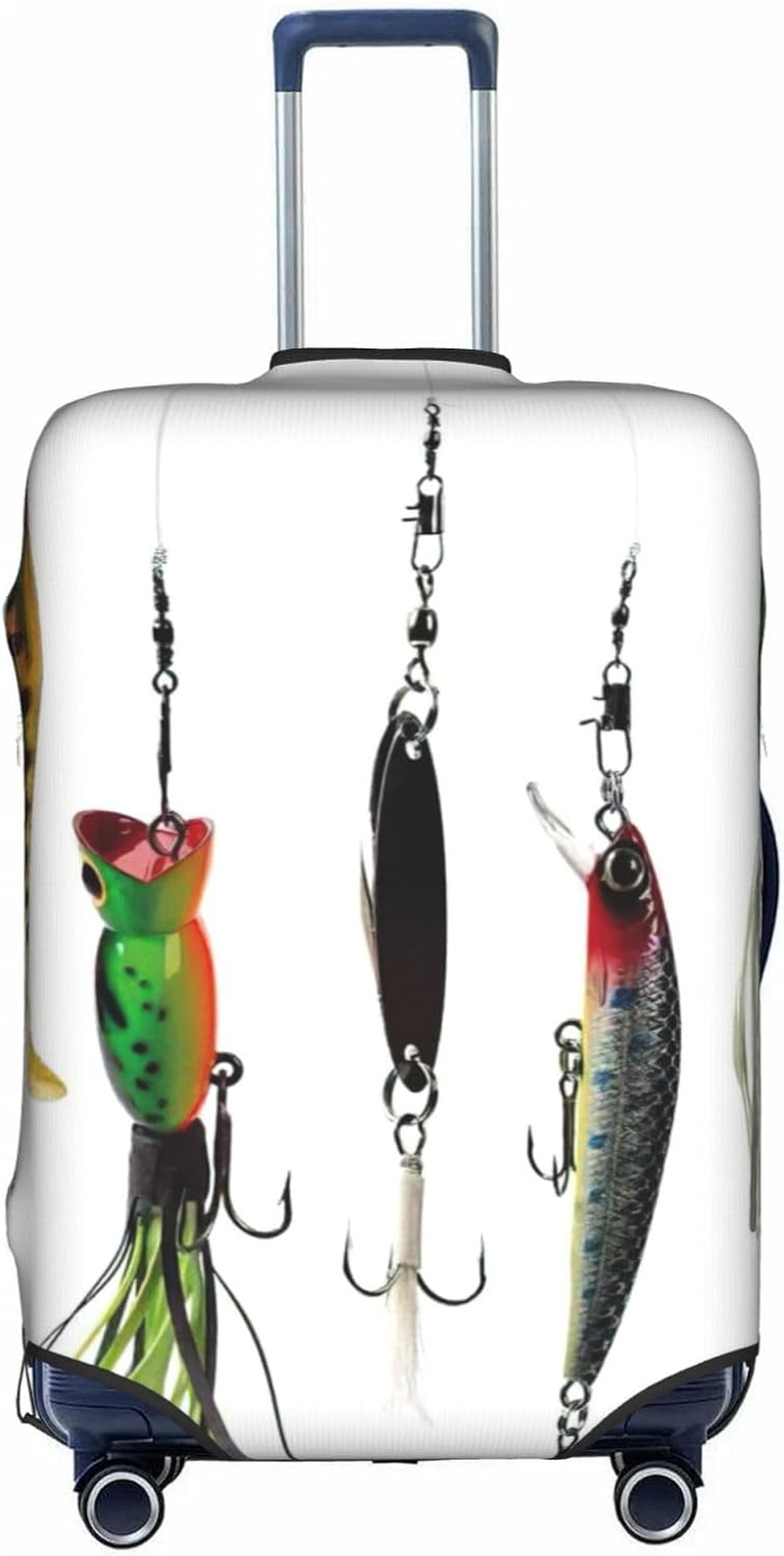 Odddot Various Type of Fishing Baits Print Travel Luggage Cover,Suitcase Protector Cover, Washable Baggage Covers,For 18-32 Inch Luggage, Various Type of Fishing Baits, Large image number 2