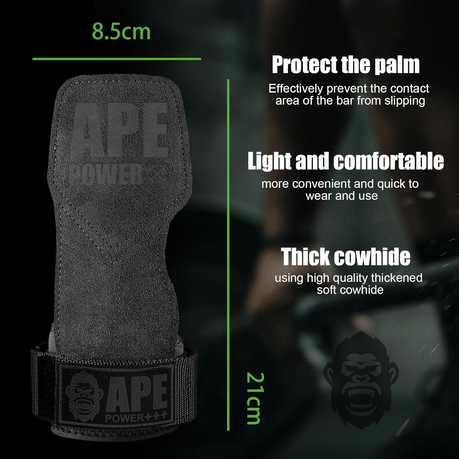 Power Ape Weight Lifting Gloves with Wrist Support, Gym Wrist Straps for Weightlifting and Workout, Power Weightlifting Gym Gloves，Exercise Straps ，Lifting Grips Hand Straps for Men and Women（Black）