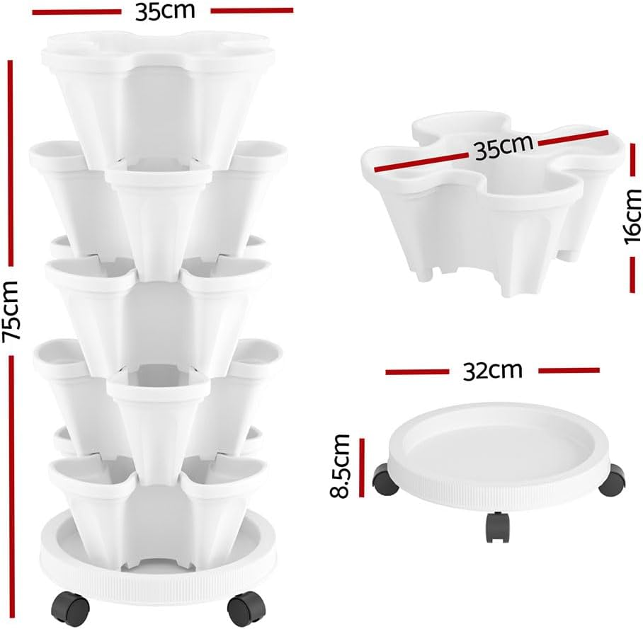 GREEN FINGERS Garden Bed 5 Tier Vertical Garden Strawberry Stackable Planters image number 3