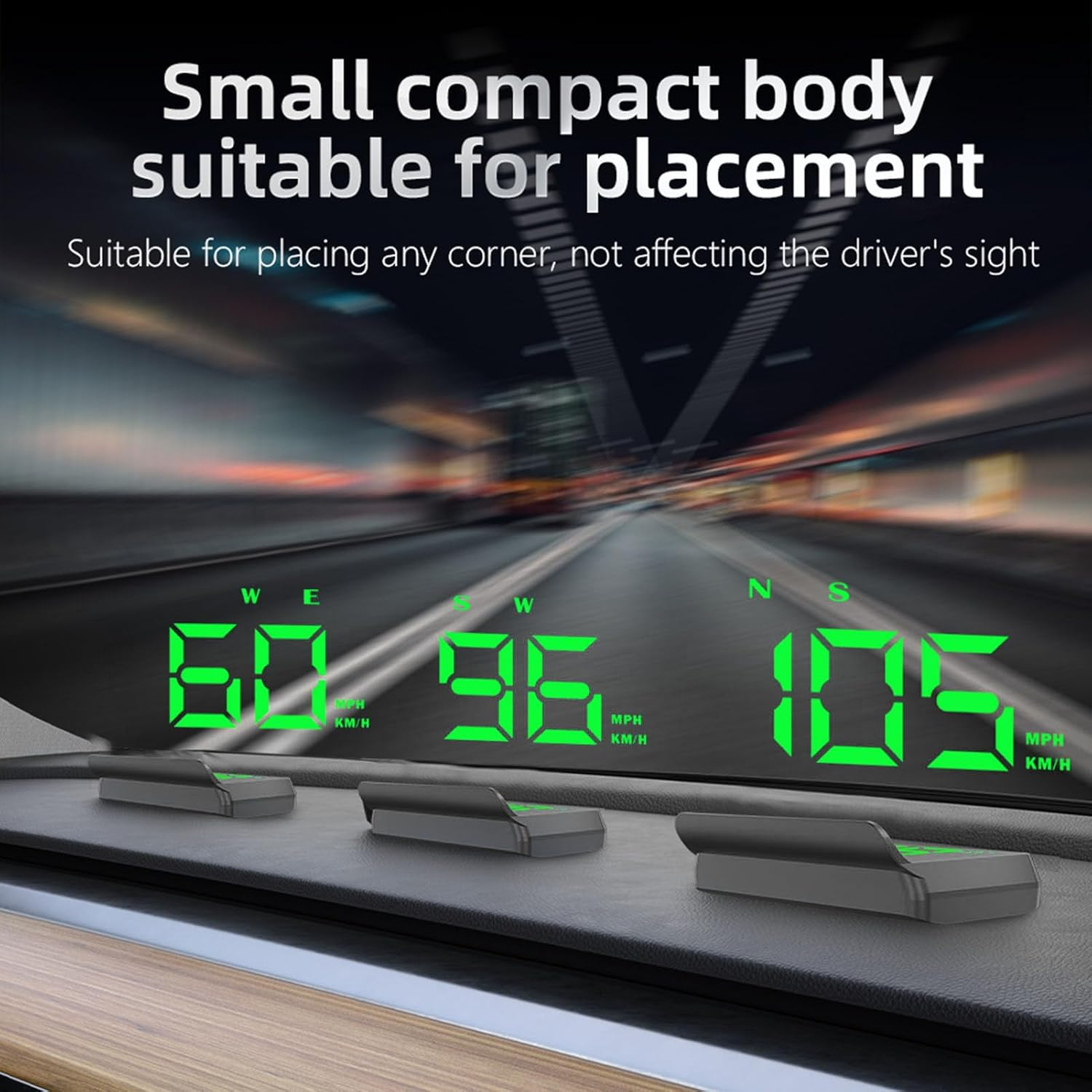 Generic Heads up Display for Car, Digital GPS HUD Speedometer with Travel Direction, Automatic Brightness USB Cable Plug and Play Head up Display for Cars Truck Gas Derv image number 2