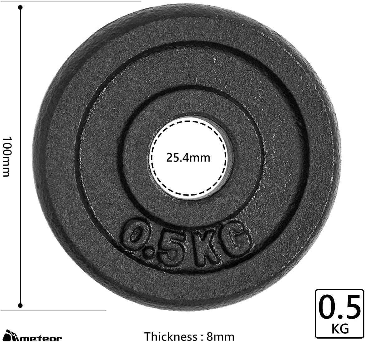 Meteor Essential Cast Iron Weight Plate 25.4Mm Hole, Standard Plate Weightlifting Plate for Dumbbells, Barbell, Weight Lifting, Bench Press image number 5