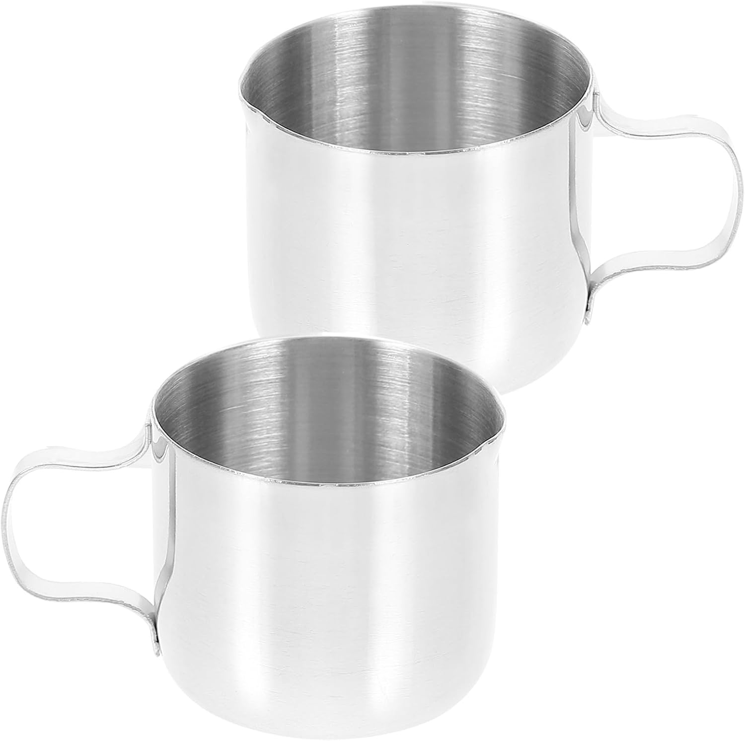 DECOMELODY 2Pcs Stainless Steel Milk Frothing Pitcher Cups 30Ml Coffee Creamer Jug Sauce Cup for Espresso Latte Art Home Kitchen Use image number 4