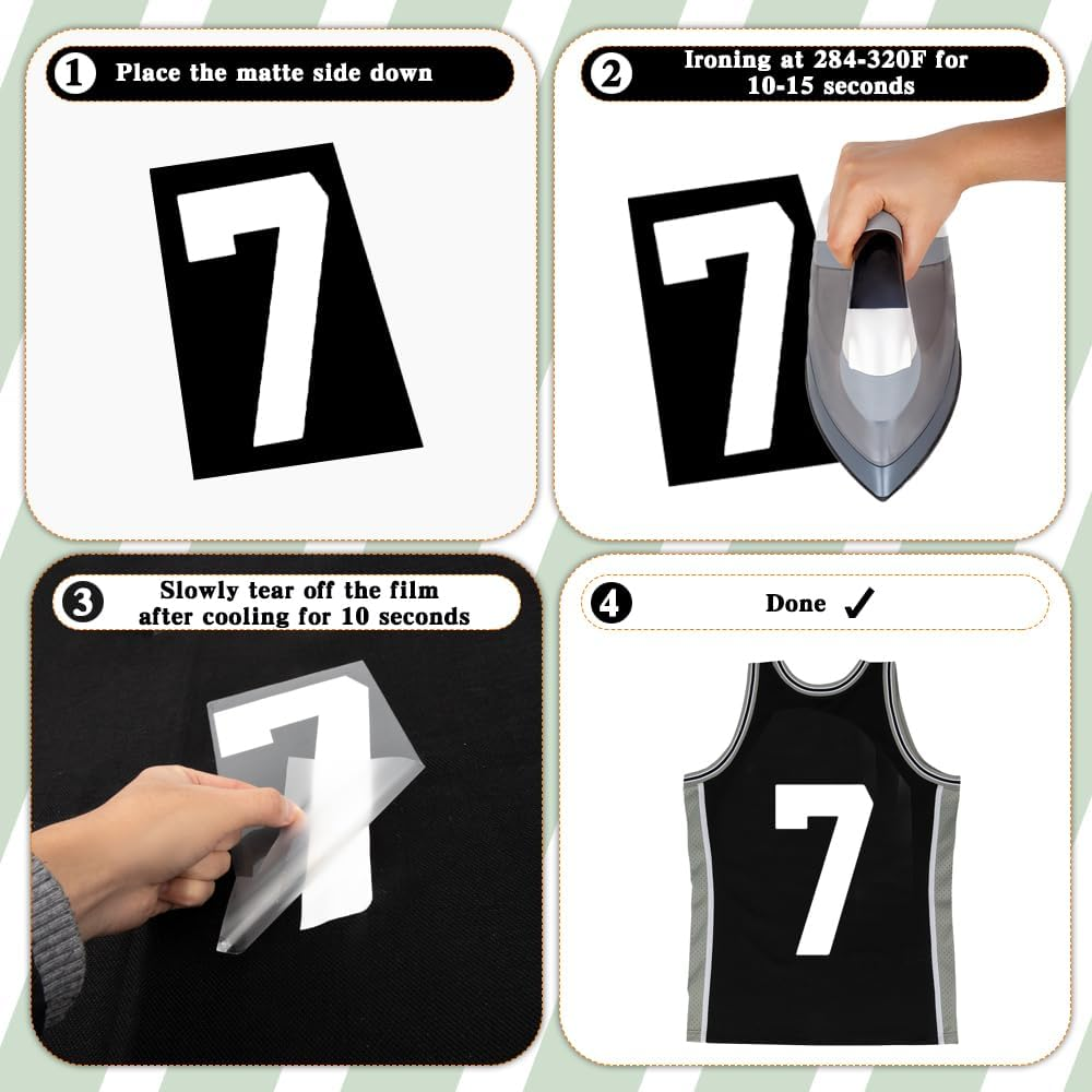 Iron on Numbers, Iron on Numbers for Jersey, Jersey Numbers, Heat Transfer Stickers 8 Inch Number 0-9 Black Set Iron on Patches DIY Design for T-Shirt Jersey Team Uniform Sports image number 1