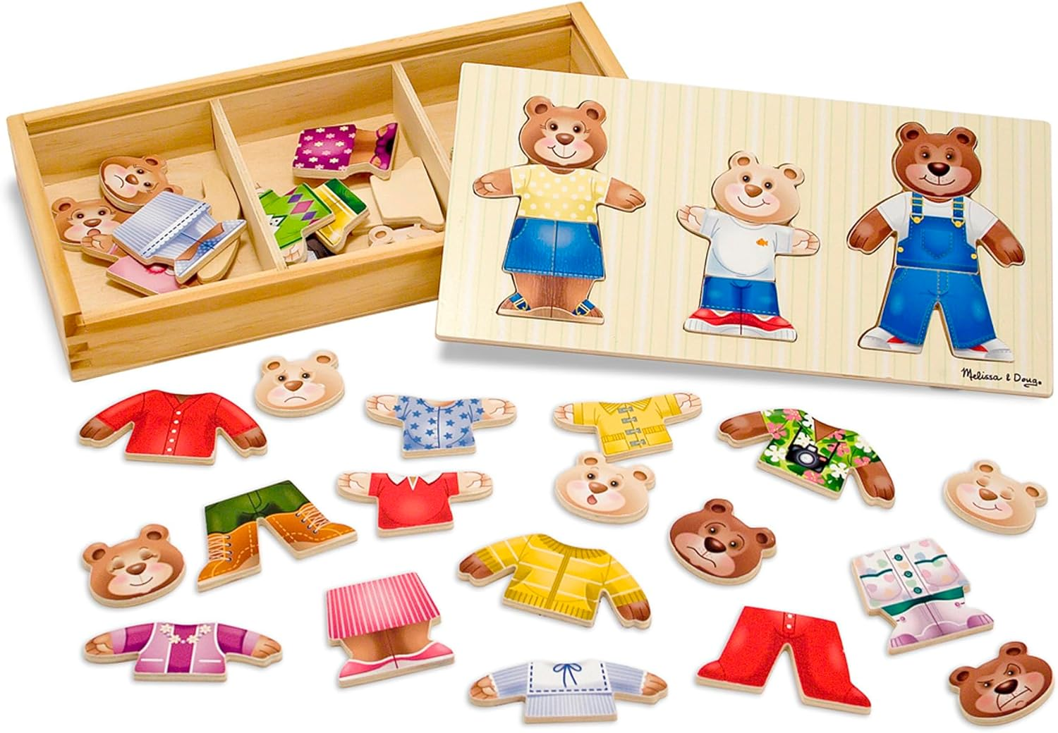 Melissa & Doug Wooden Bear Family Dress-Up Puzzle | Puzzles | Wooden Toy | 3+ | Boy or Girl image number 6