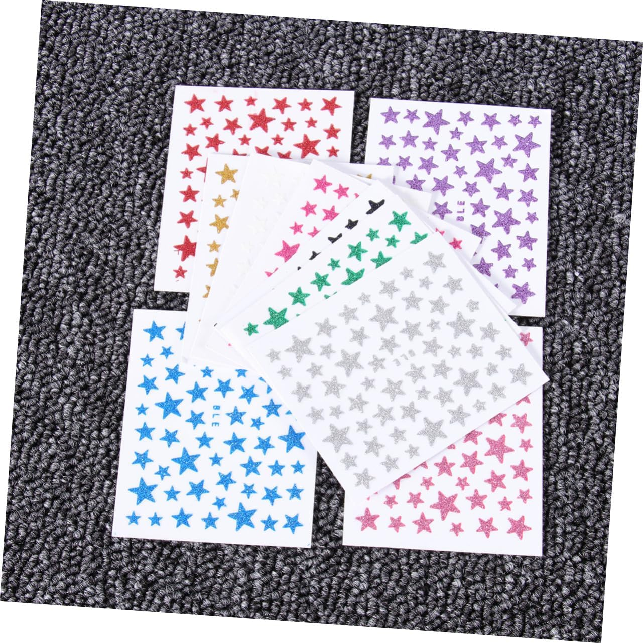 Healeved 10 Sheet Glitter Star Nail Art Sticker Pretty Chic Self Adhesive Decal Decoration Nail Decor for Women