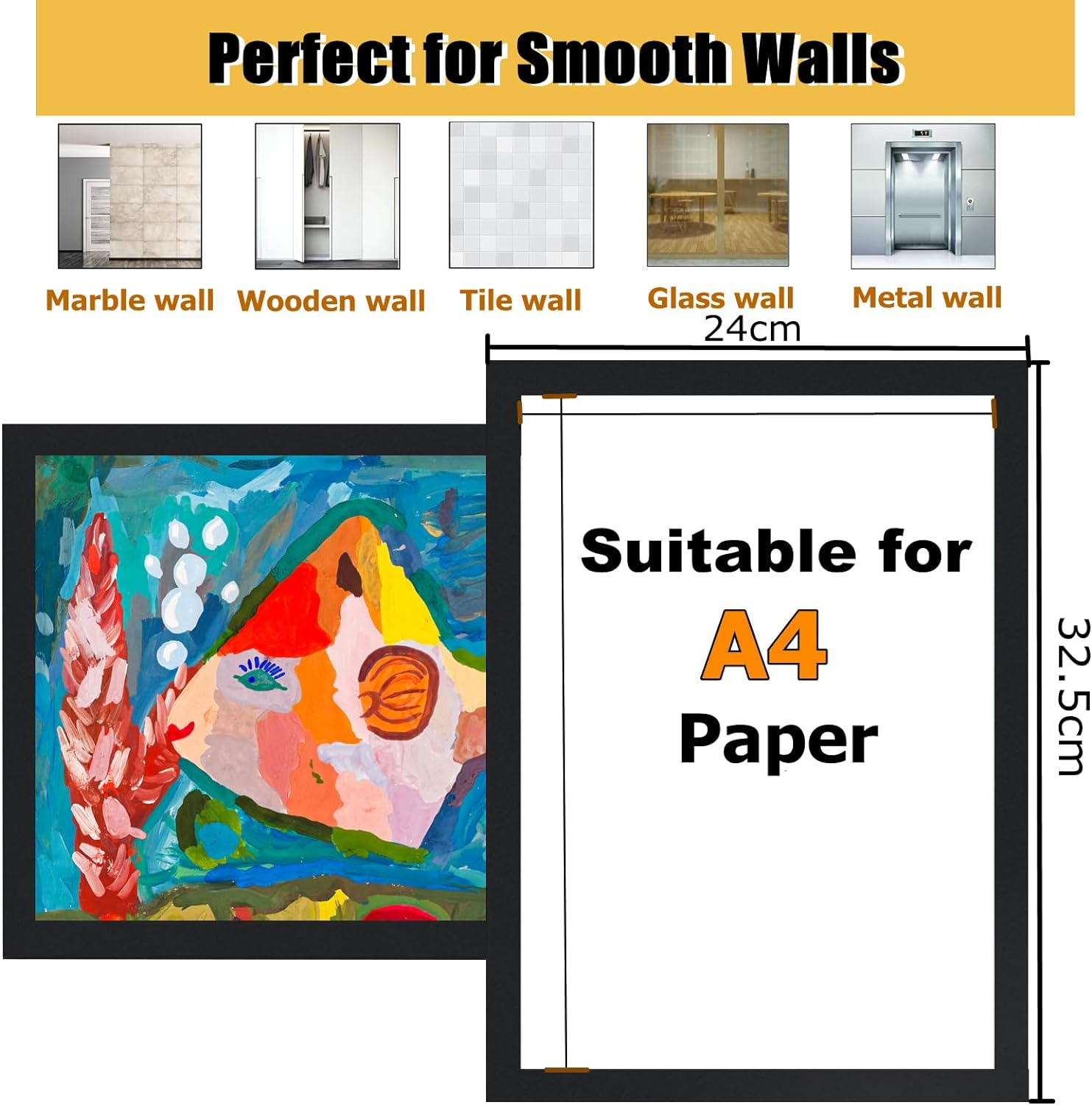 Gocoffun A4 Magnetic Sign Holder, 10 Pack Self-Adhesive Magnetic Frame, Waterproof Clear Display for Home, School, Store, Notice, Picture (Black) image number 1