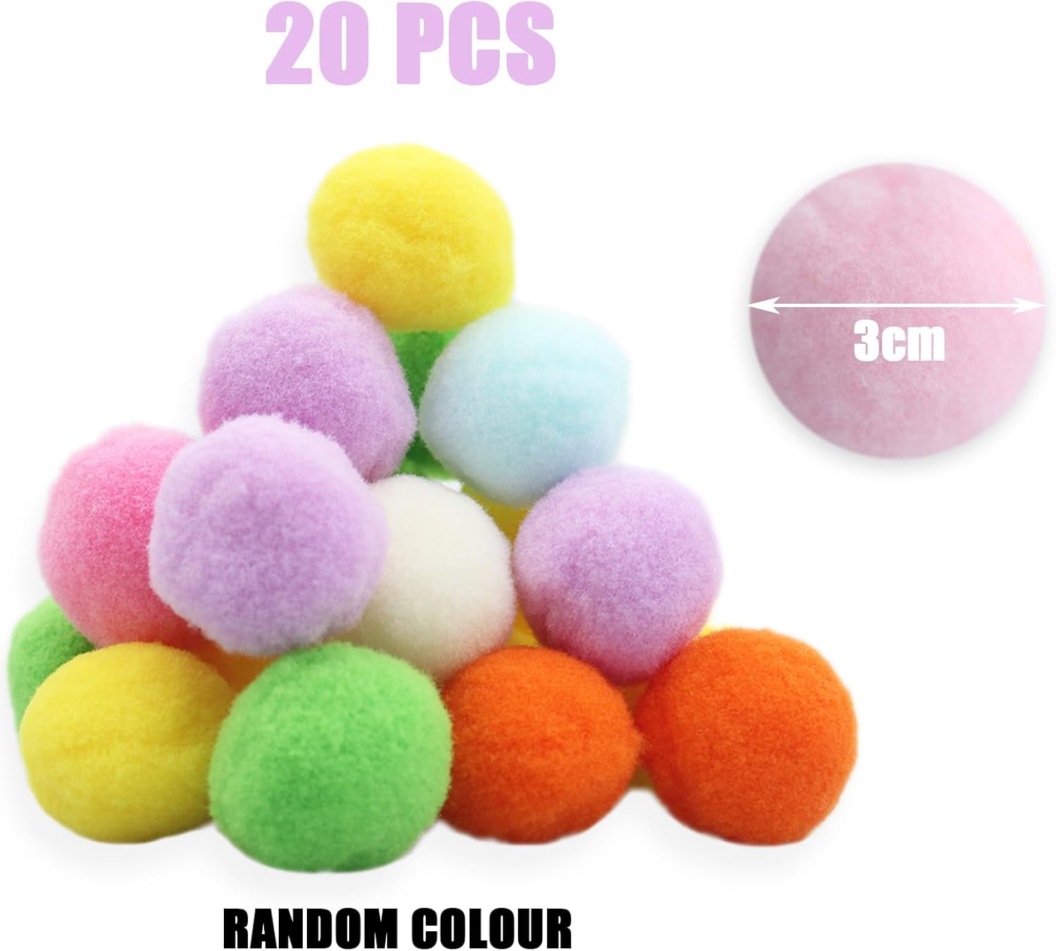 CDRPD Pack of 20 Cat Balls, 3 Cm, Plush Ball, Play Ball, Training Toy, Felt Balls for Cats, Colourful image number 4