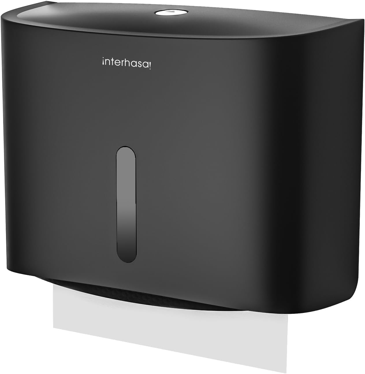 Interhasa! Paper Towel Dispenser Wall Mounted Commercial Hand Tissue Box Holder Suitable for Foldable Tissue Paper for Bathroom, ABS 278 * 102 * 215 Mm 0.52 Kg Black