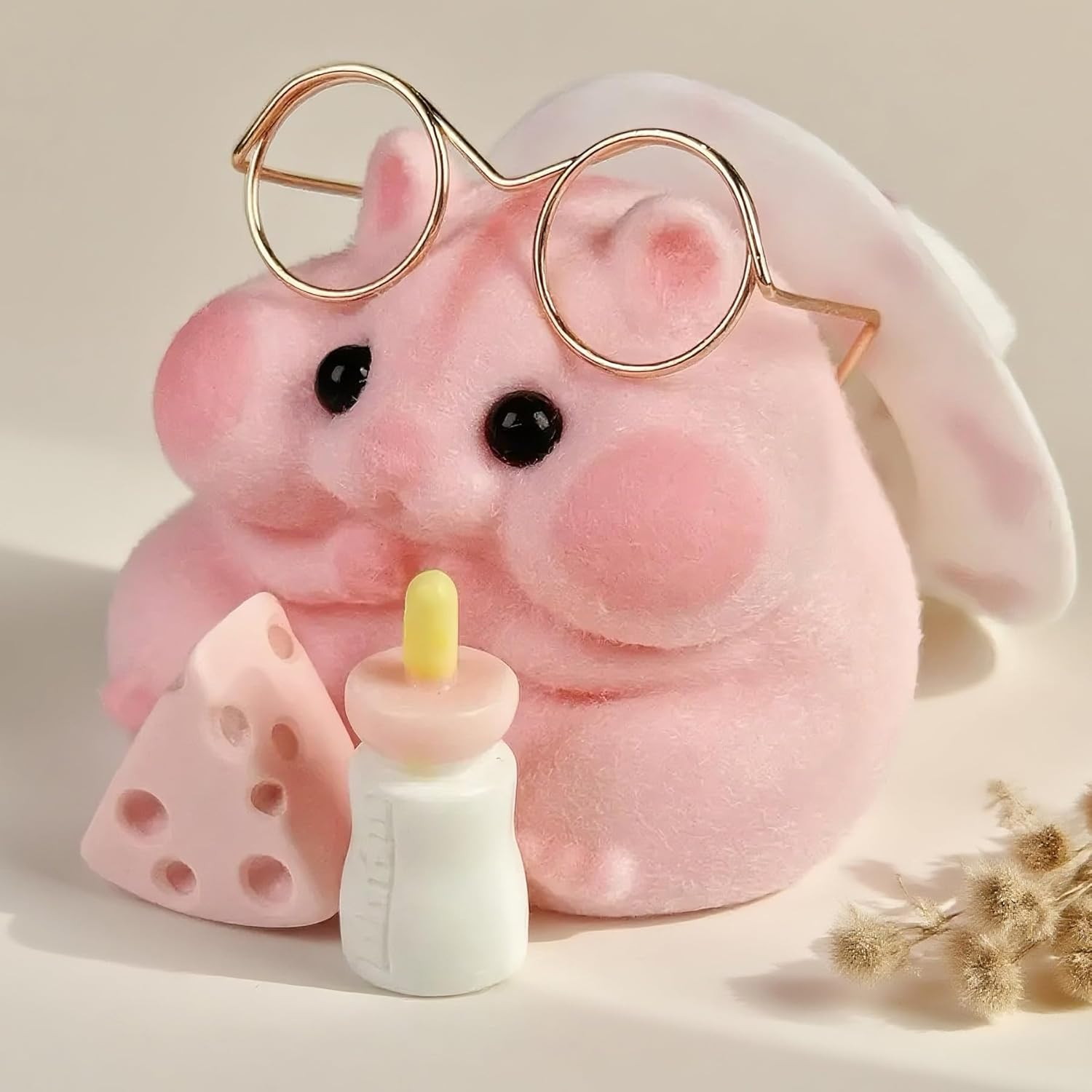 Handmade Taba Squishy Hamster Toy, Cute Squishy Hamster Fidget Toy, Realistic Hamster Toy, Soft Silicone Mochi Furry Toy, Stress Relief Gift for Adults & Kids, Sensory Anxiety Plushie (Pink) - Blue image number 7