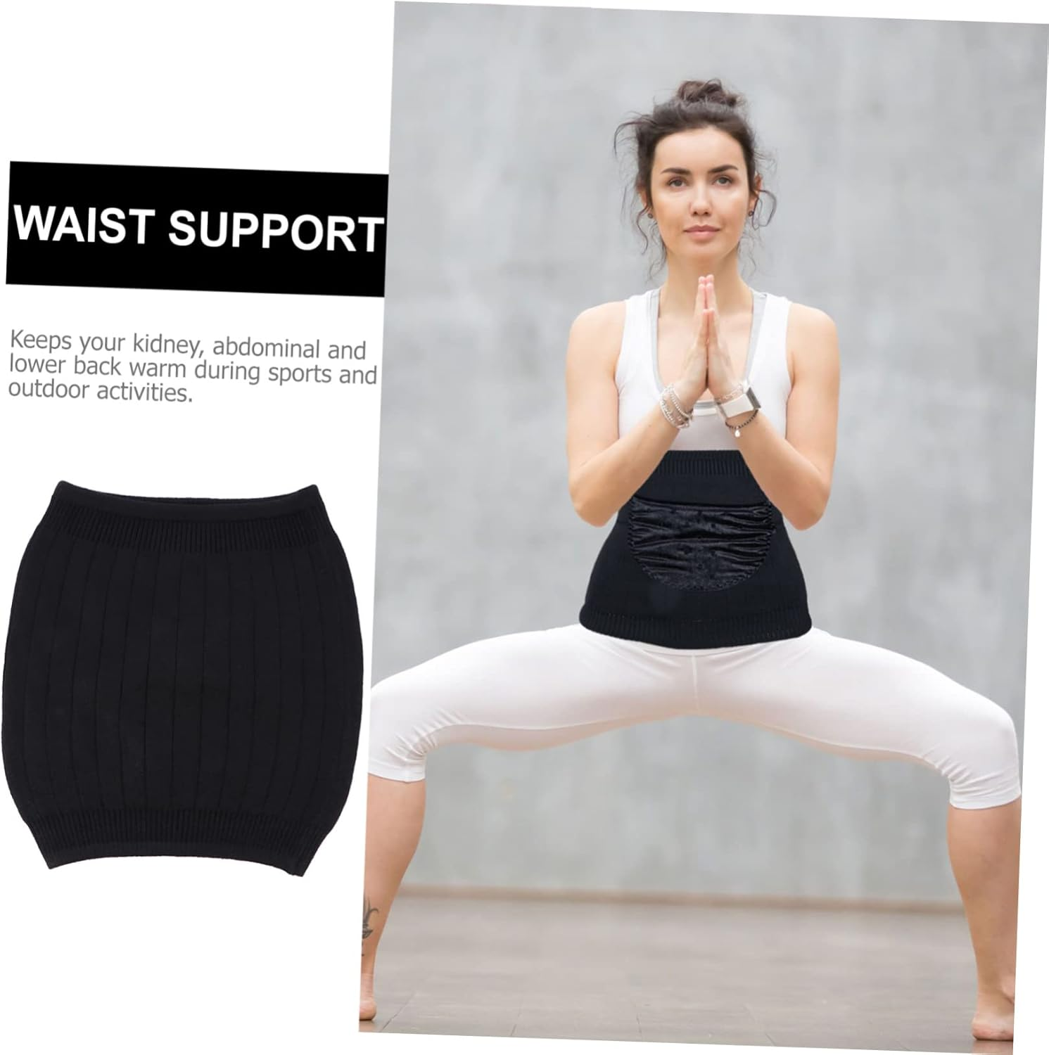 Wool Kidney Warmer Belt Unisex Thermal Waistband for Stomach Protection Comfortable and Elastic Support for Lower for Outdoor Activities And image number 4