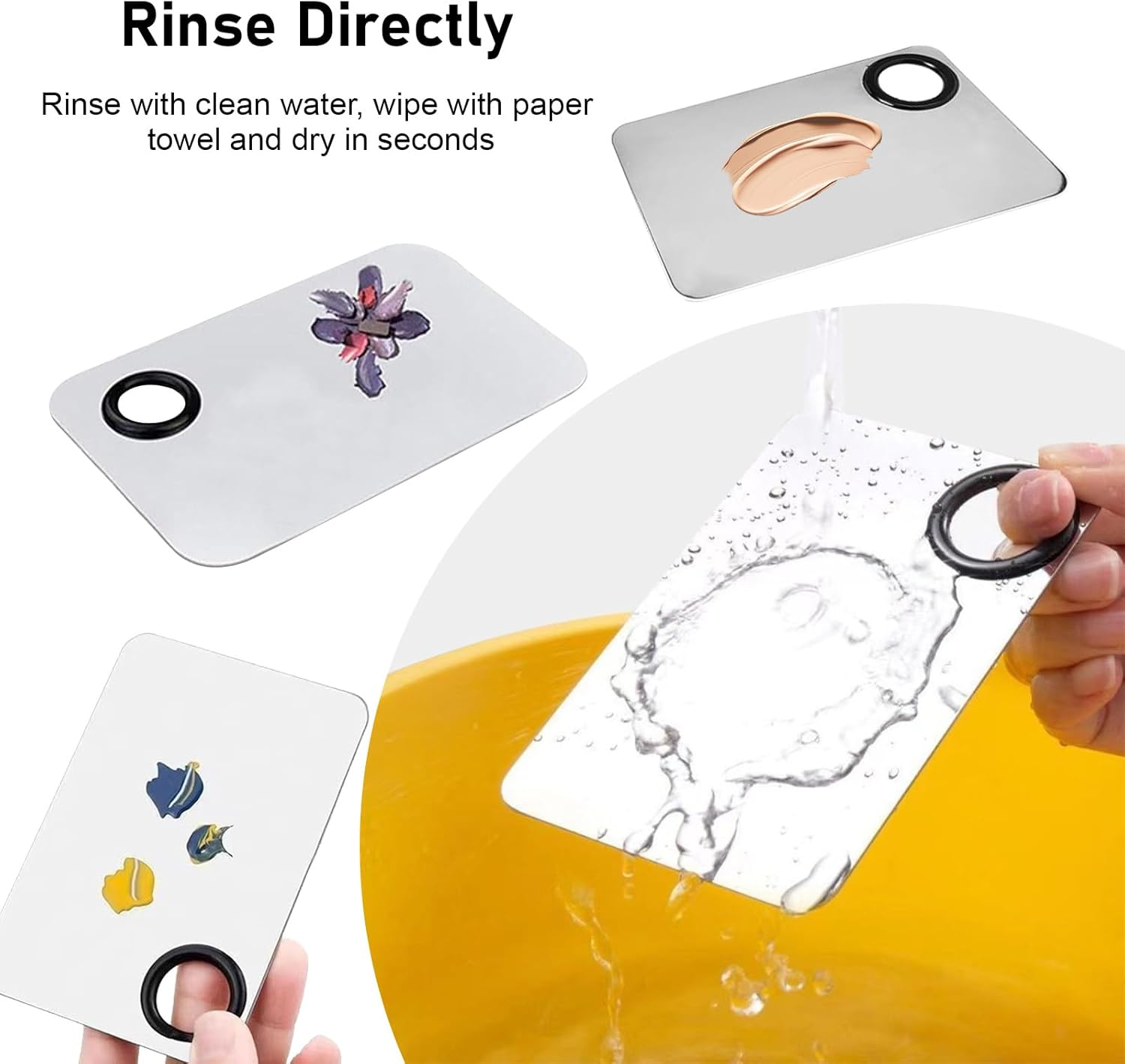 Stainless Steel Makeup Palette Set - 2-Pack Premium Mixing Palette with an Integrated Spatula, Professional-Grade Tool for Makeup & Nail Art Applications image number 2