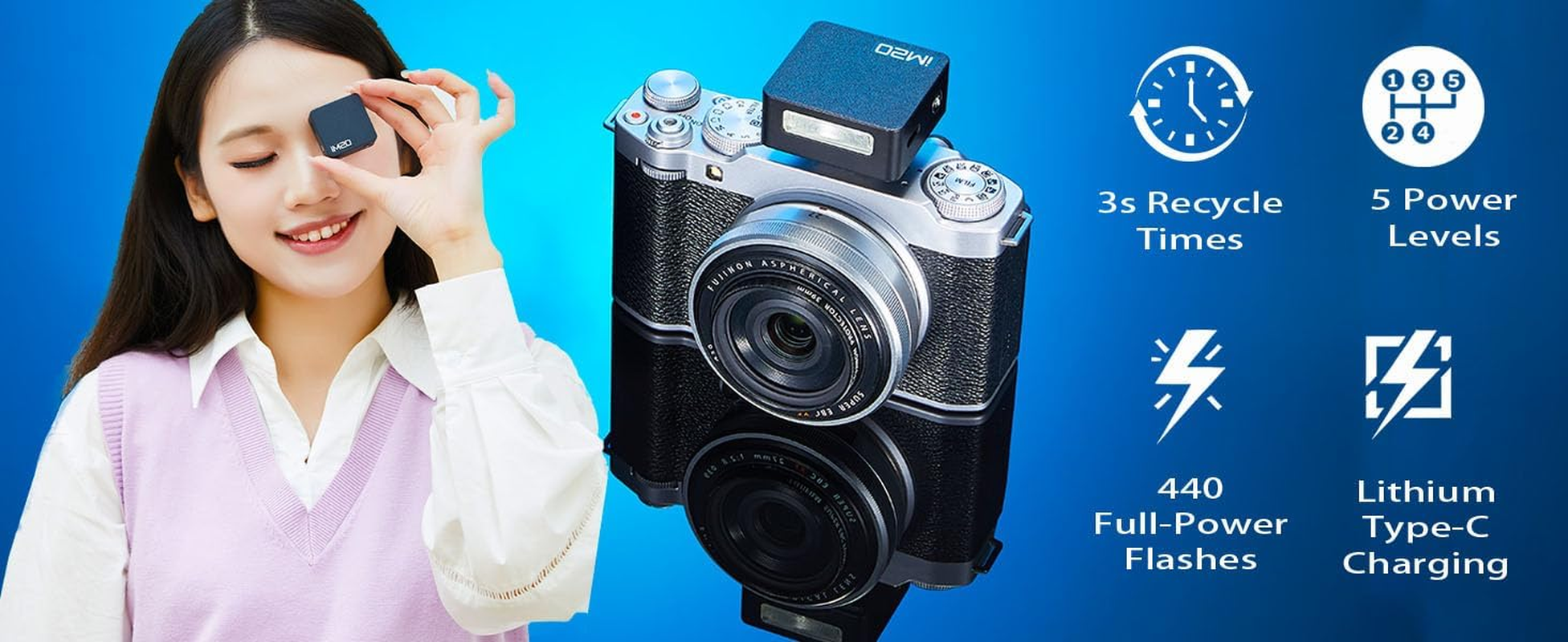 Godox IM20 Mini Camera Flash for Sony ZV1 ZV-1 ZV-E10 ZVE10, Godox Mini Flash for Ricoh GR III Ricoh GR3, External Flash for Canon Sony Nikon Pentax Panasonic Olympus Camera with Center Pin Hot Shoe