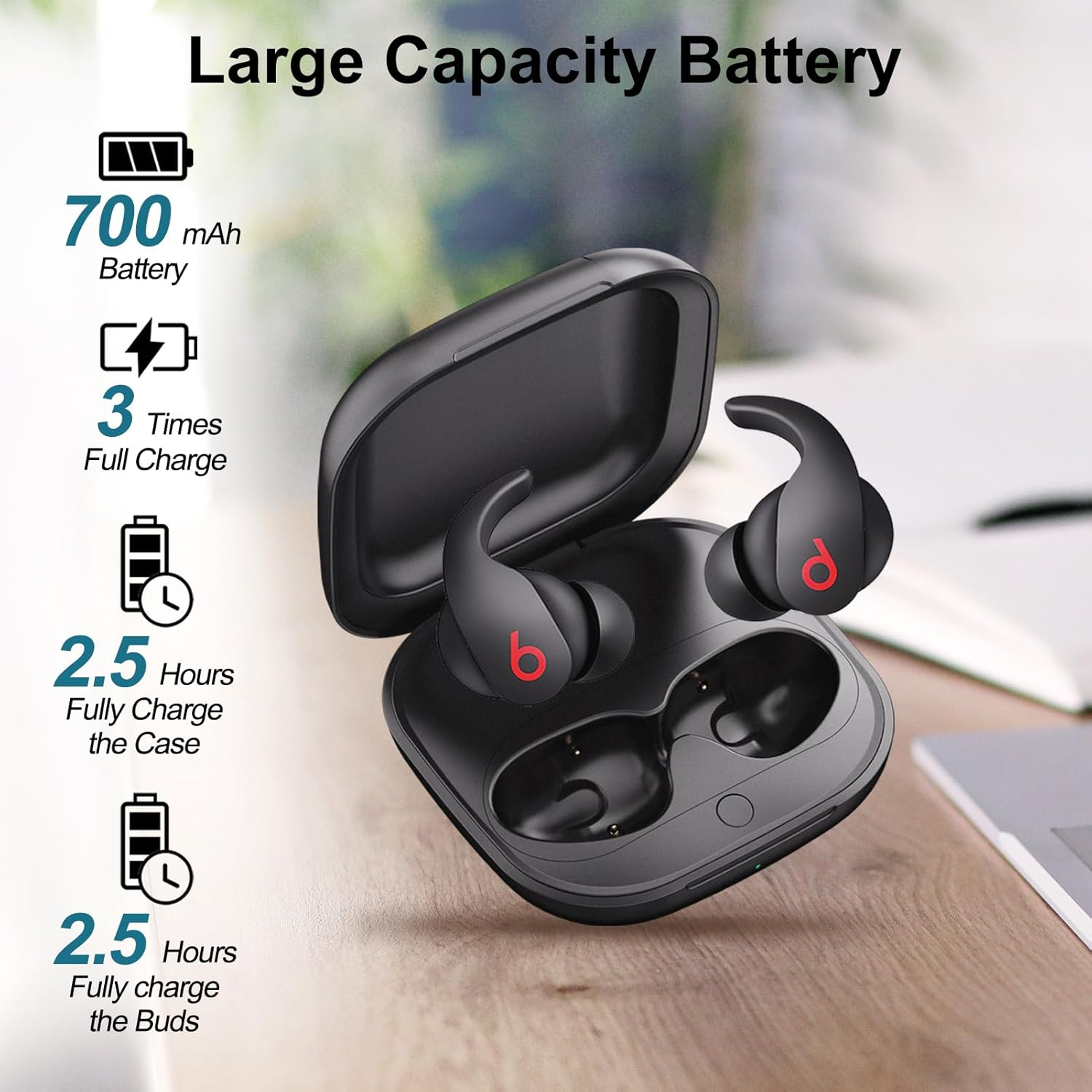 Lequiven Charging Case Compatible with Beats Fit Pro, Replacement Wireless & Wired Charger Case for Beats Fit Pro with Bluetooth Pairing Sync Button Large Capacity (Earbuds NOT Included) image number 1