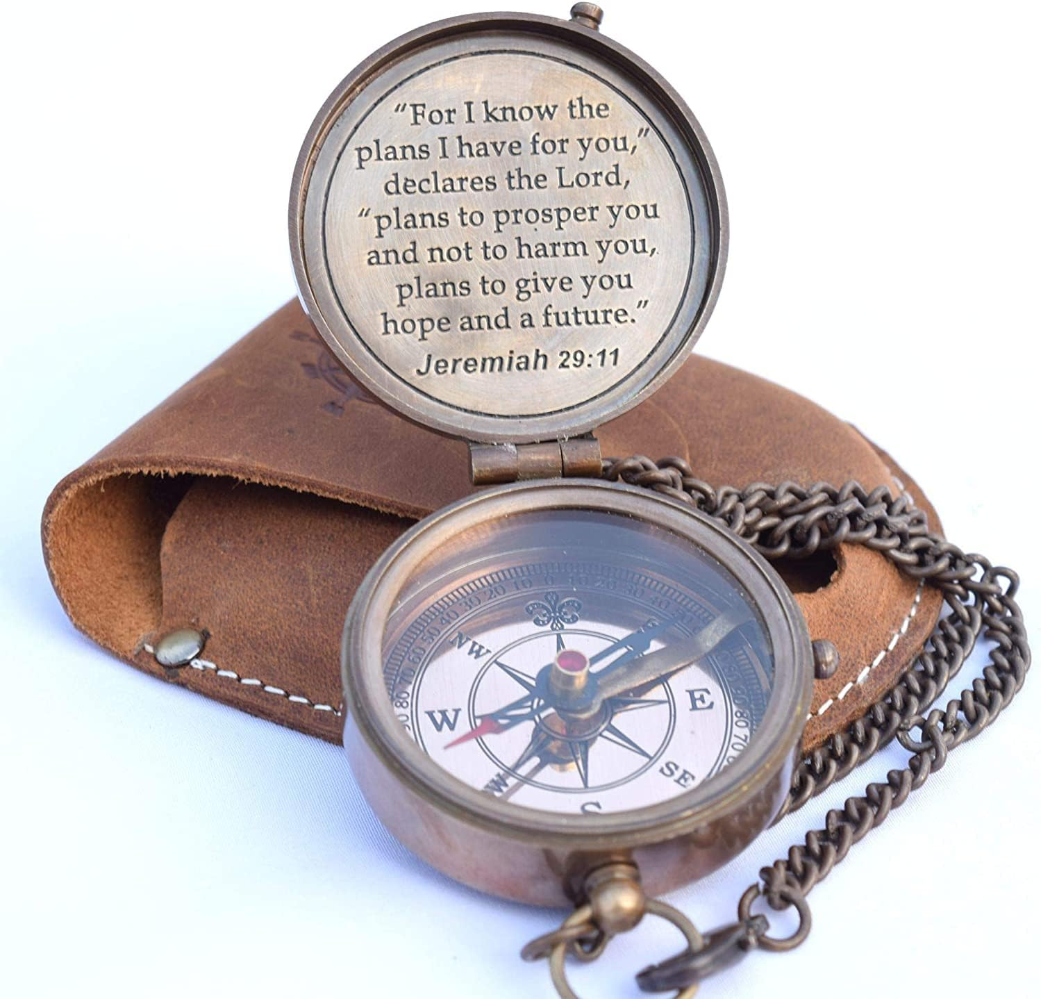 For I Know the Plans I Have for You Engraved Compass Jeremiah 29 11 Baptism Gifts Best Easter Birthday Mothers Day Fathers Day Graduation Gift Wedding Gifts image number 4