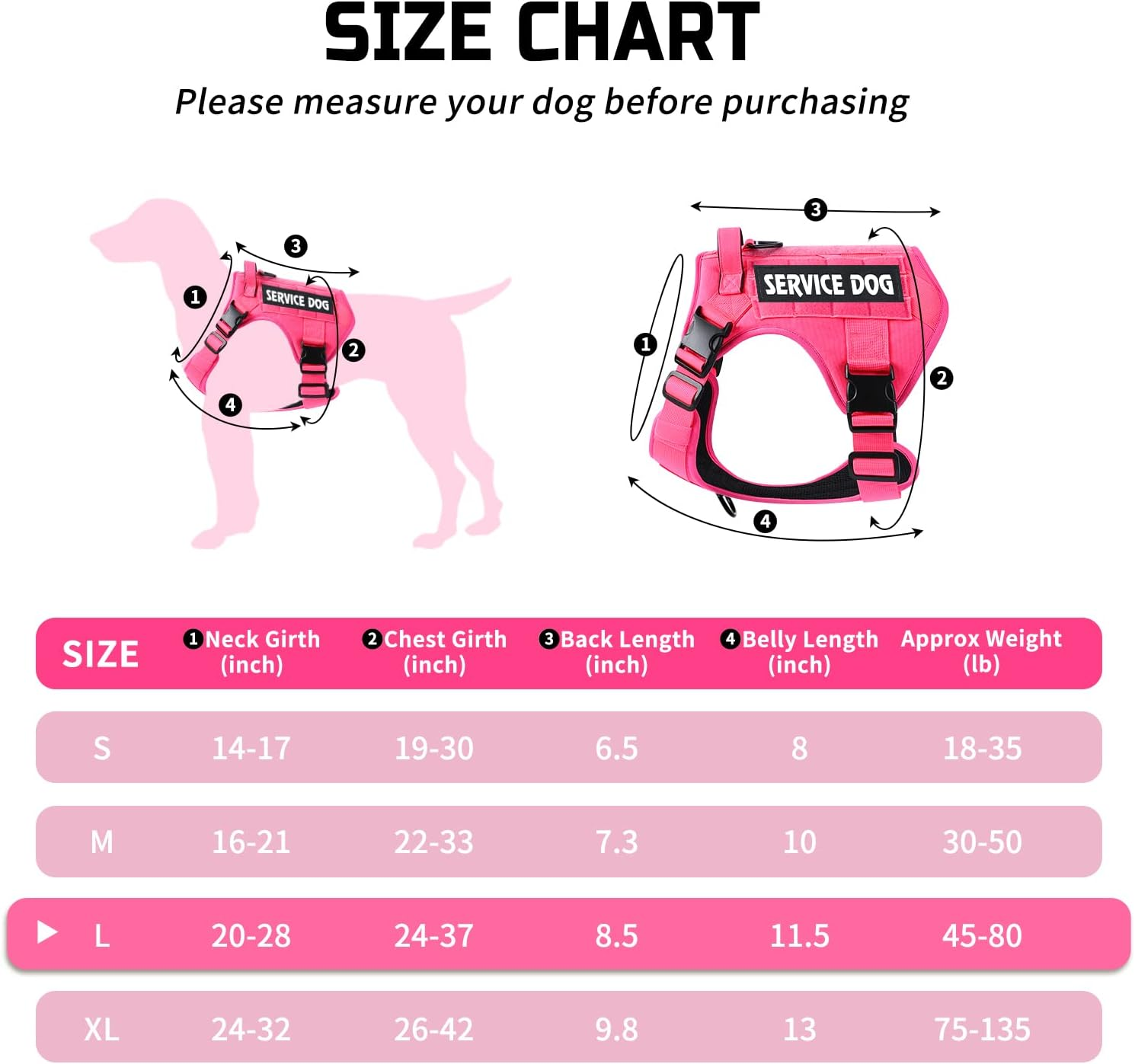 Voopet Tactical Dog Harness - Military Emotional Support Service Dog Vest with Handle & Molle for Medium Large Dogs, Easy Control No Pull ESA Dog Vest with 6 Tags for Working Training