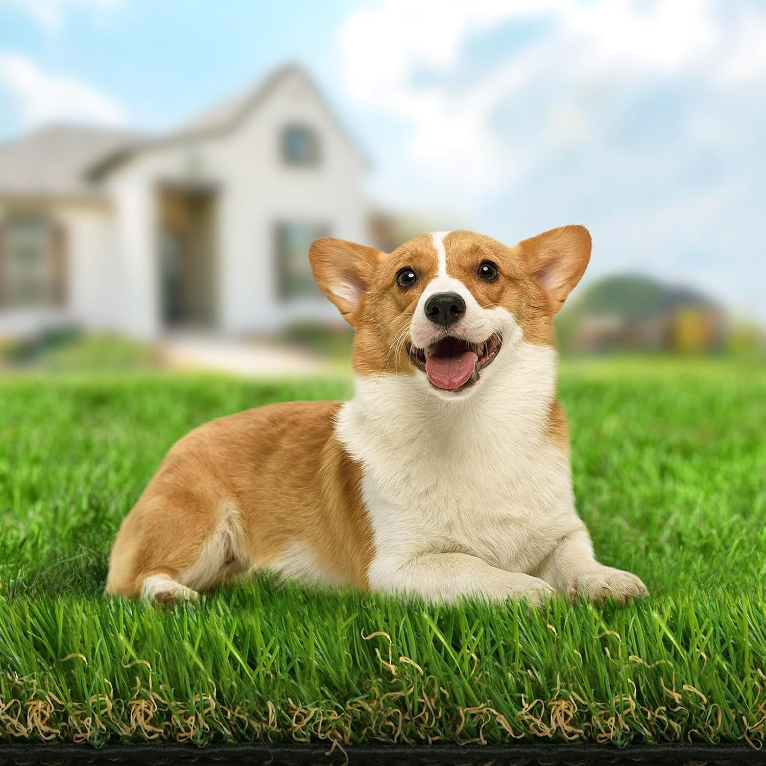 OTANIC Artificial Grass 10 SQM Roll 1X10M Synthetic Turf Gloss Finished 45Mm Pile Height with Drainage Fake Yarn Lawn Plant Rug 4-Tone Green Colour for Garden Outdoor Indoor Backyard