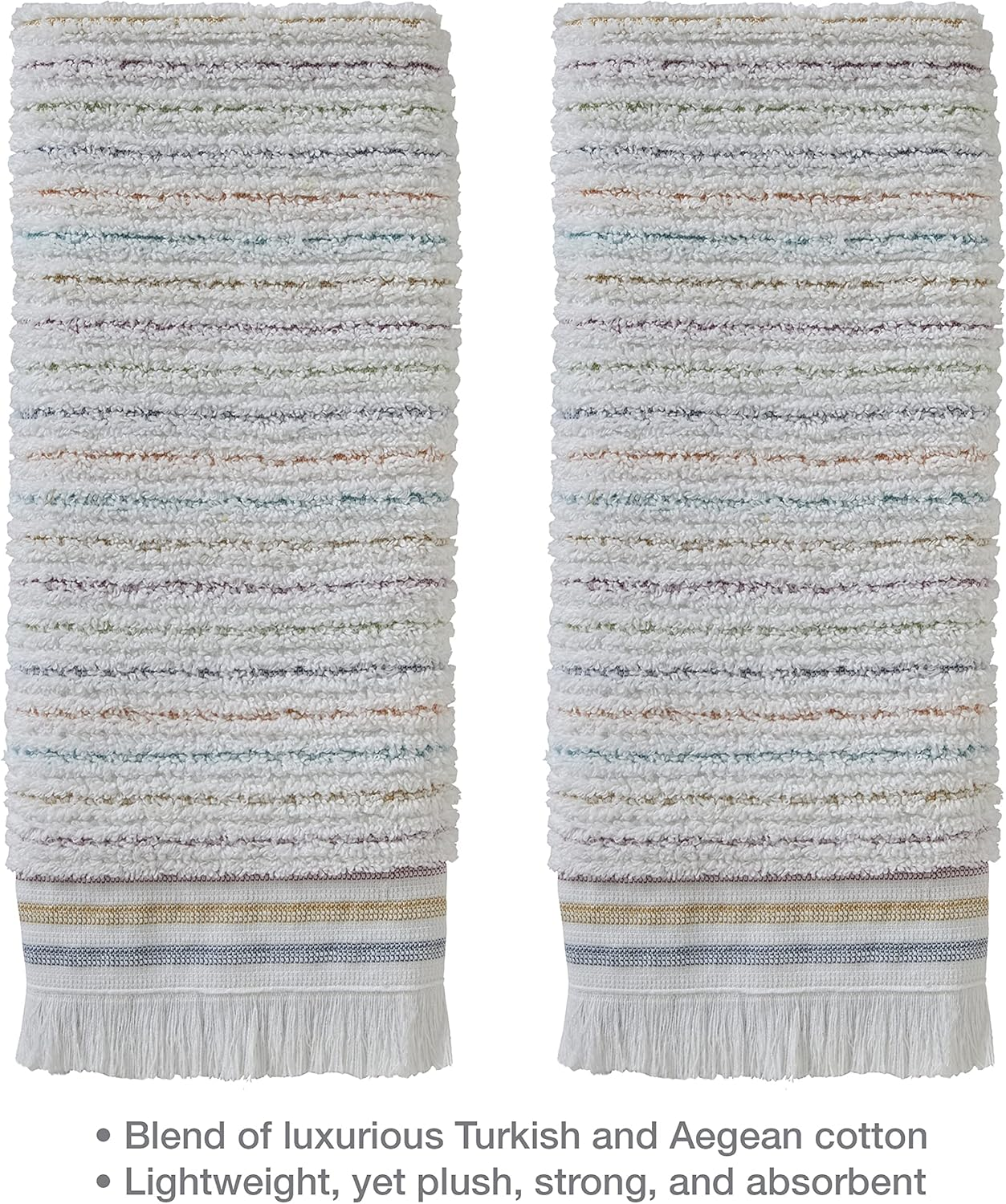 SKL Home by Saturday Knight Ltd. Subtle Stripe Hand Towel (2-Pack), 16X26, Natural image number 1