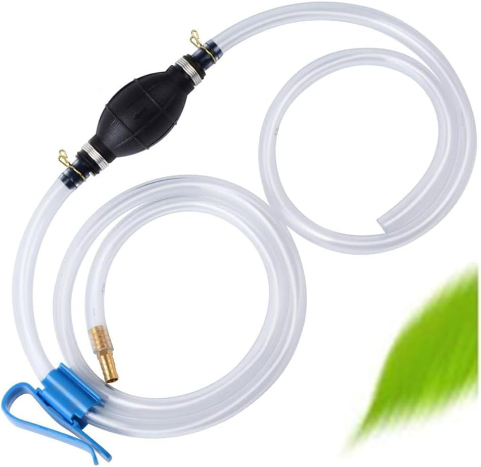 Multifunction Liquid Sucker Pump for Gas Oil Fuel Petrol Diesel Fluid Water Fish Tank,Manual Hand Pump 1 Transfer Pump with 2 Durable PVC Siphon Hoses (15Mm) with Hose Clip,Brass 1,Metal Buckles