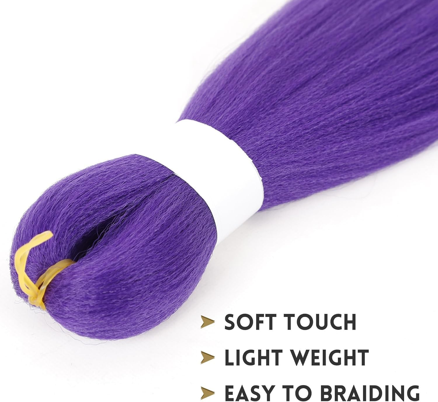 Purple Braiding Hair Extensions for Braids .24 Inch Pre Stretched Hair Long Straight Crochet Braids Yaki Texture Synthetic Fiber 2 Packs (Dark Purple) image number 2