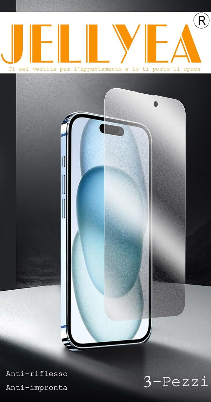 JELLYEA 3 Pack Matte Tempered Glass for Iphone 15 Pro Max / Iphone 15 plus Matte Screen Protector Anti-Glare Anti-Fingerprint Anti-Scratch Case Friendly Bubble Free for Apple Iphone 15 Plus/15 Pro