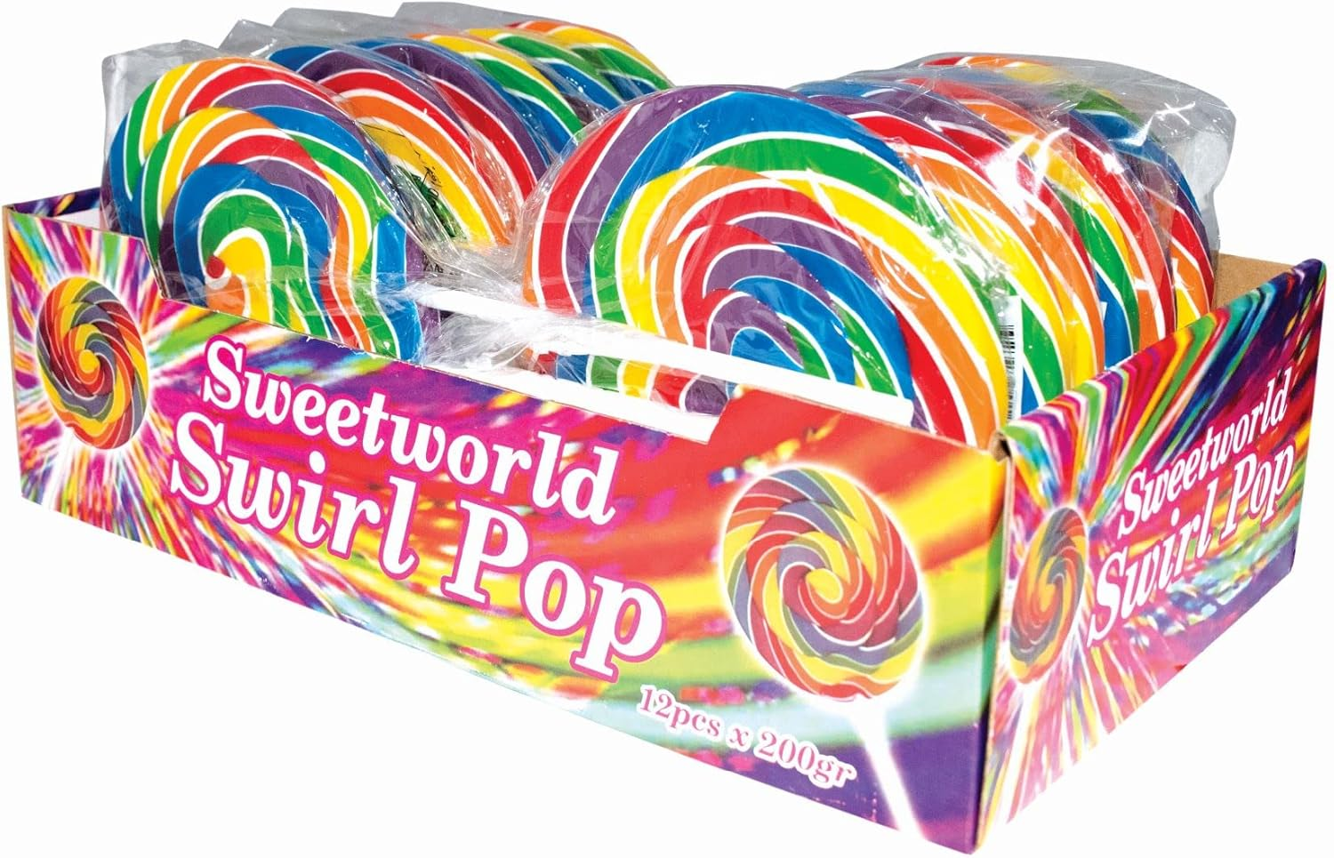 Universal Candy Sweetworld Swirl Lollipops, Mixed-Fruit, 200 G, Pack of 12 image number 1