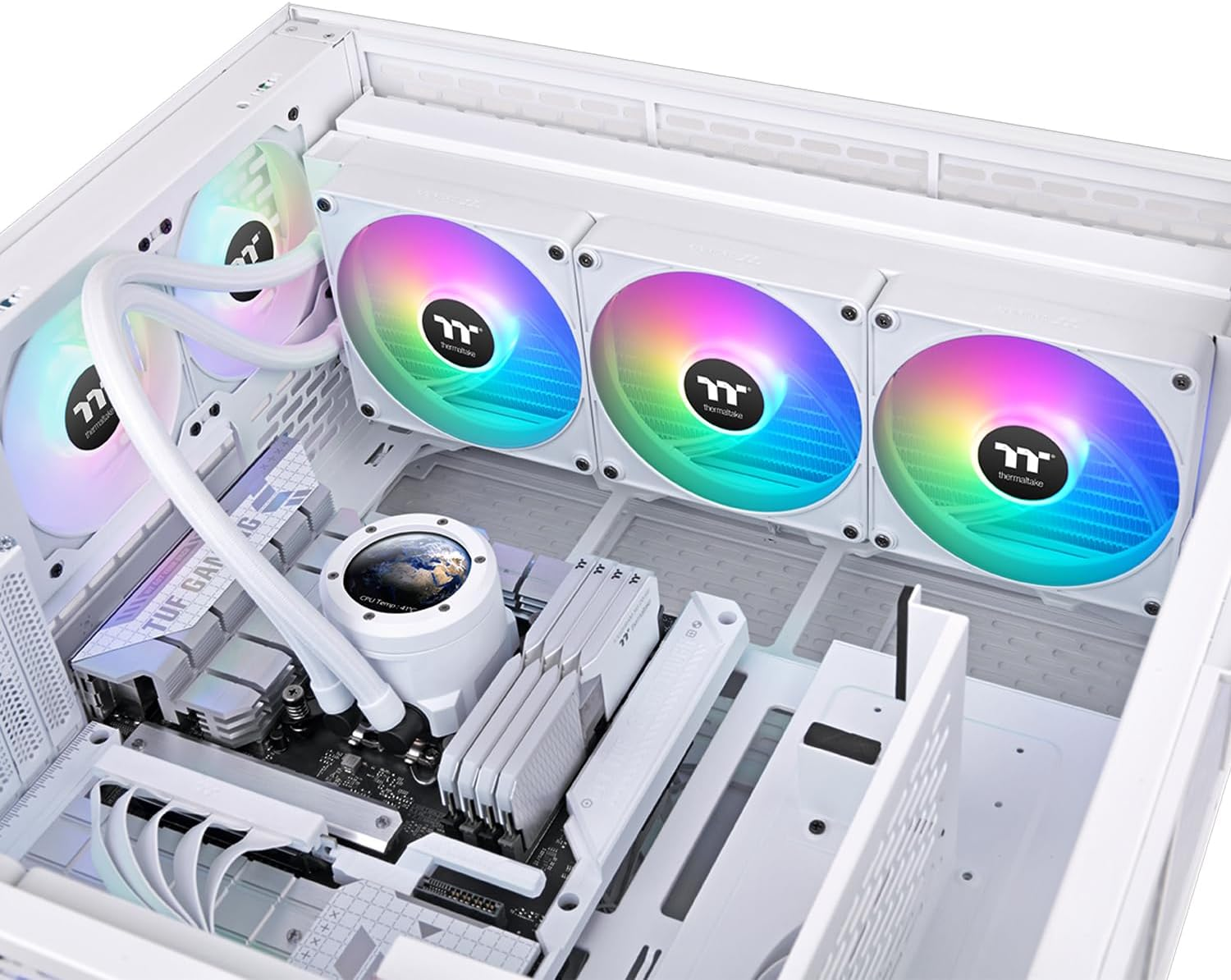 Thermaltake TH420 V2 Ultra EX ARGB Magnetic Connect with 2.1" LCD Display AIO Liquid CPU Cooler Snow Edition, CL-W428-PL14SW-A image number 5