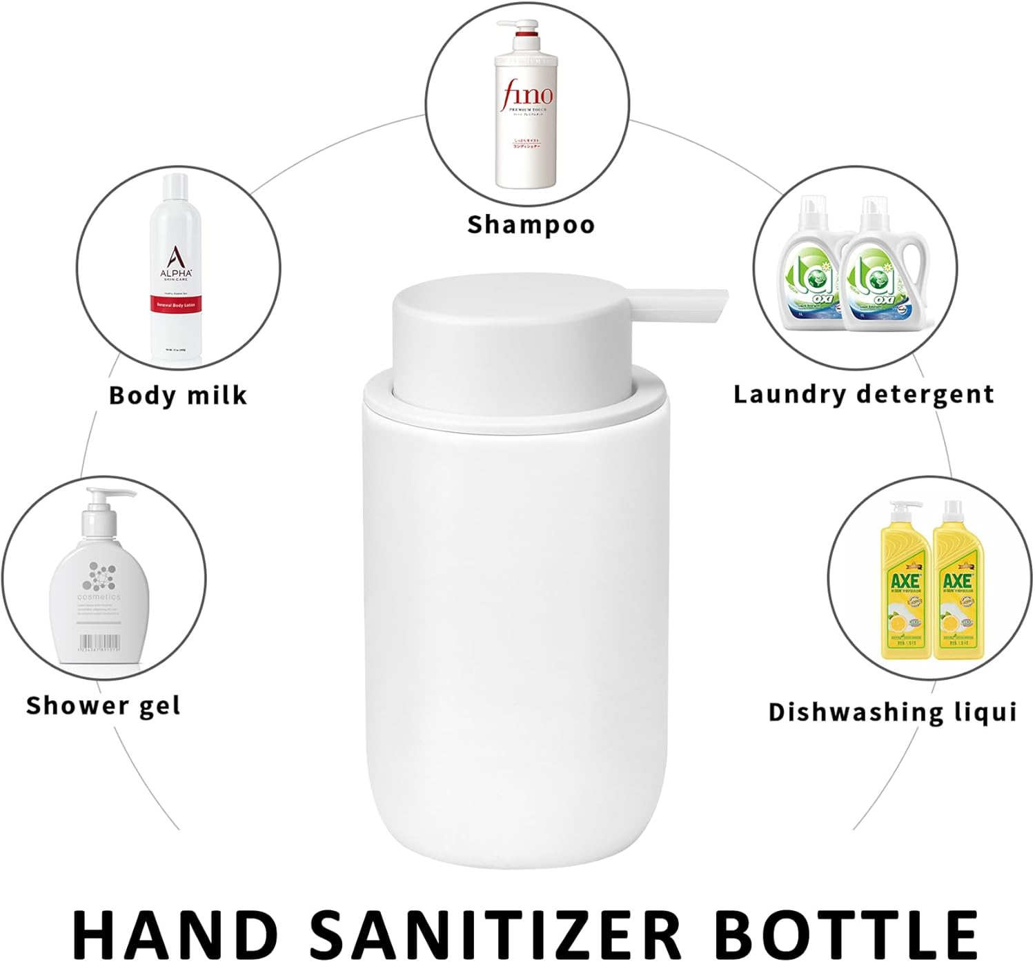 Soap Liquid Dispenser Ceramic with Easy-To-Press Pump Hand Liquid Dispenser (Can'T Foam) for Shampoo Bathroom Countertop 13.5 Oz - Foam-Retro-Silverwhite image number 2