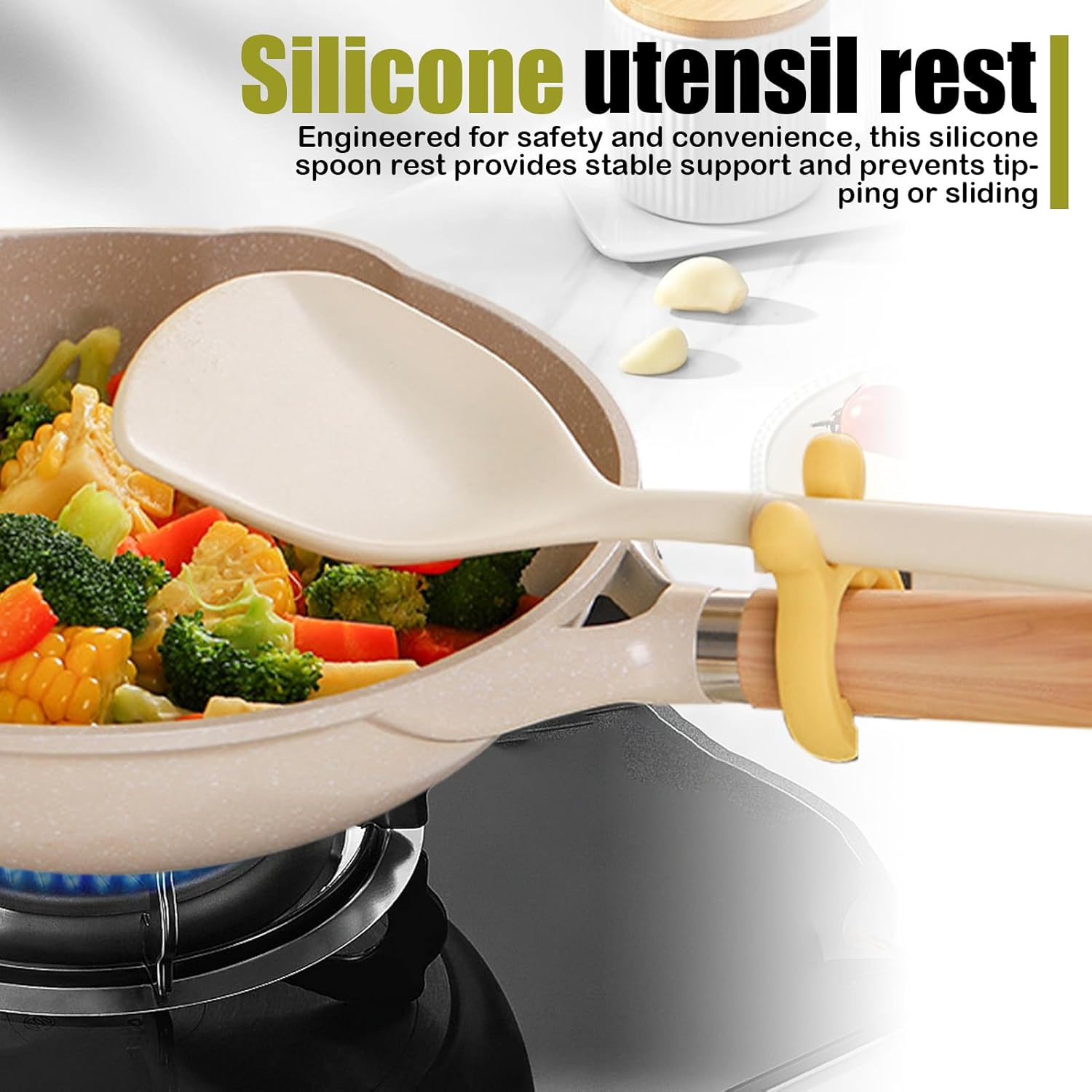 Pot Clip Spoon Rest, Silicone Ladle Rack, Decorative Spatula Spoon Stand for Home Cooking Camping Picnic Rv Restaurant Baking image number 5