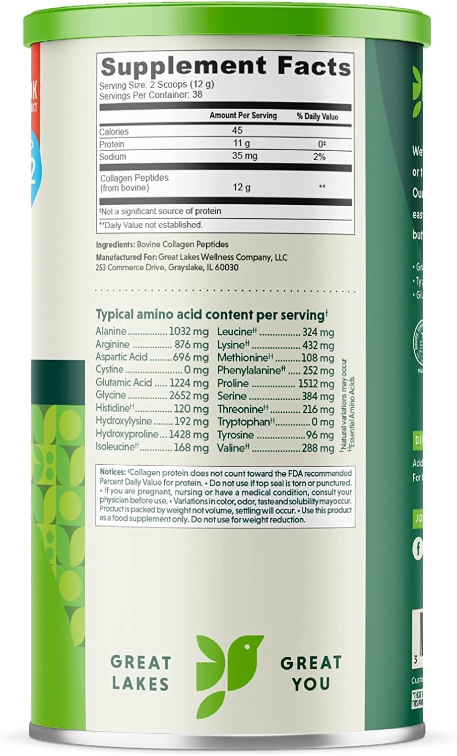 Great Lakes Gelatin Collagen Hydrolysate 454G 2/3Pack (3)