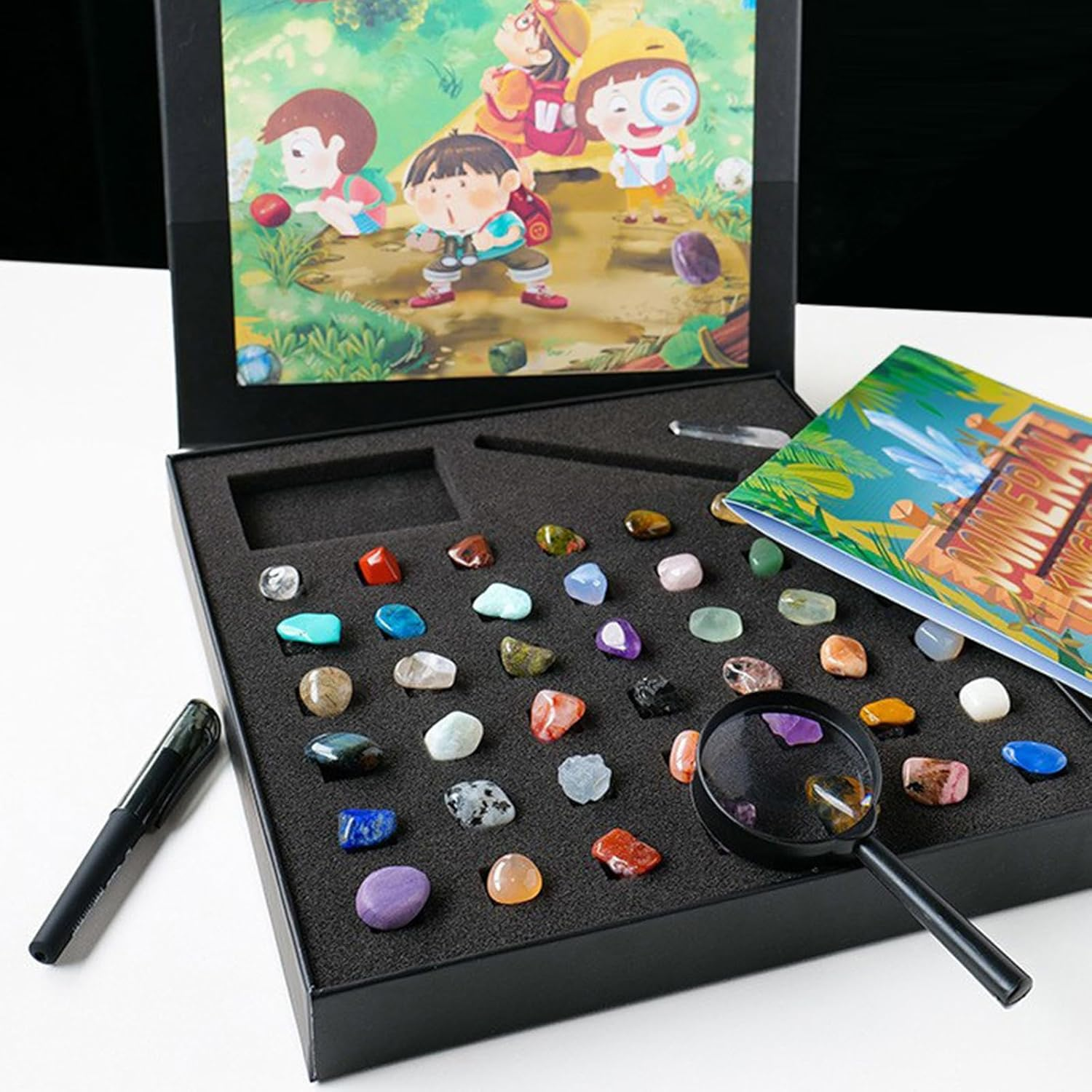 Rock Kit for Geology Enthusiasts | Rock Collection with Mineral Testing Tools, Crystal Geode Display & Volcanic Samples | Beginner to Advanced Specimen Study image number 5