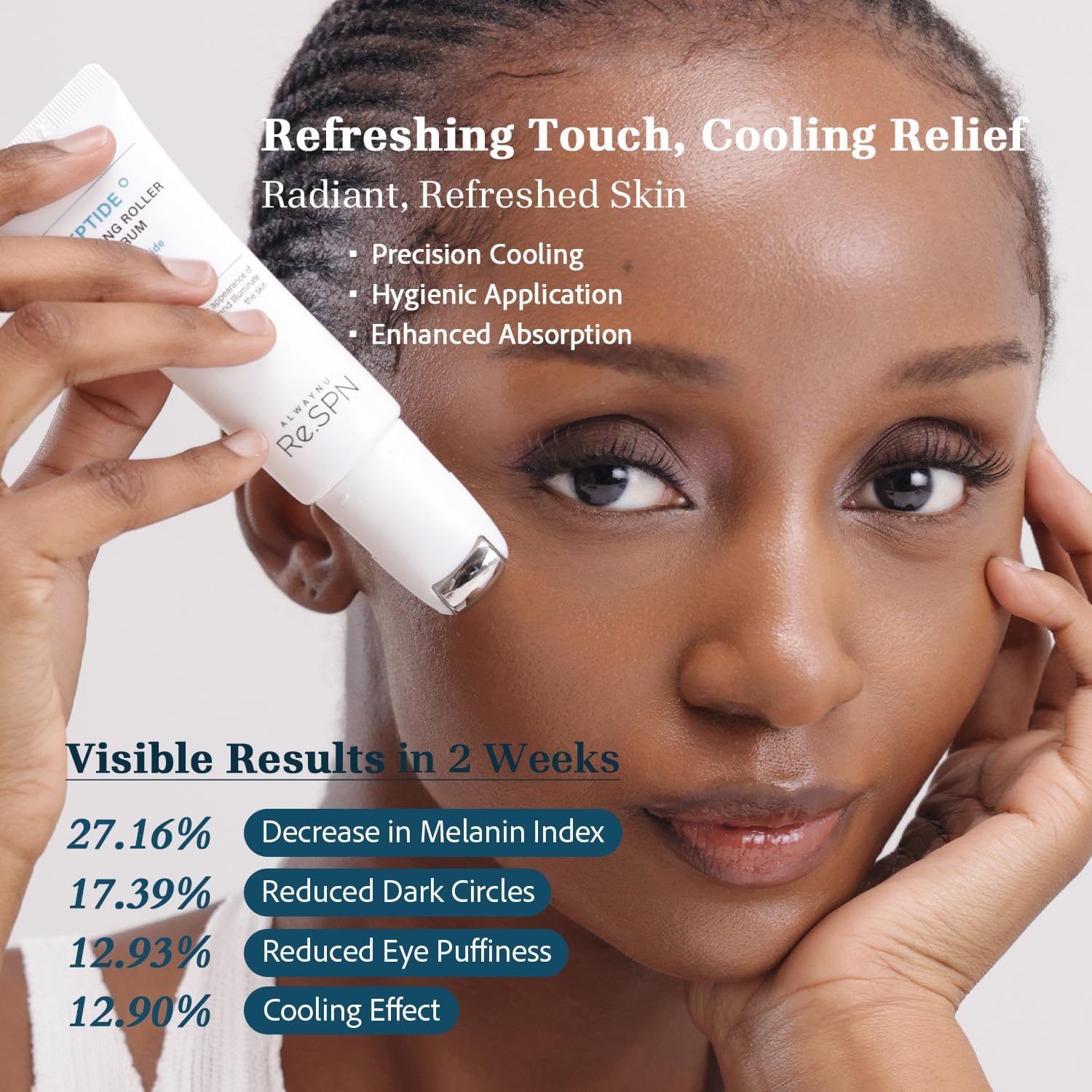 Re.Spn Peptide Firming Roller Eye Serum &ndash; for Puffy Eyes, Wrinkles & Dark Circles, Cooling Gua Sha Metal Applicator with Niacinamide, Vegan K-Beauty (0.67 Fl Oz) image number 2