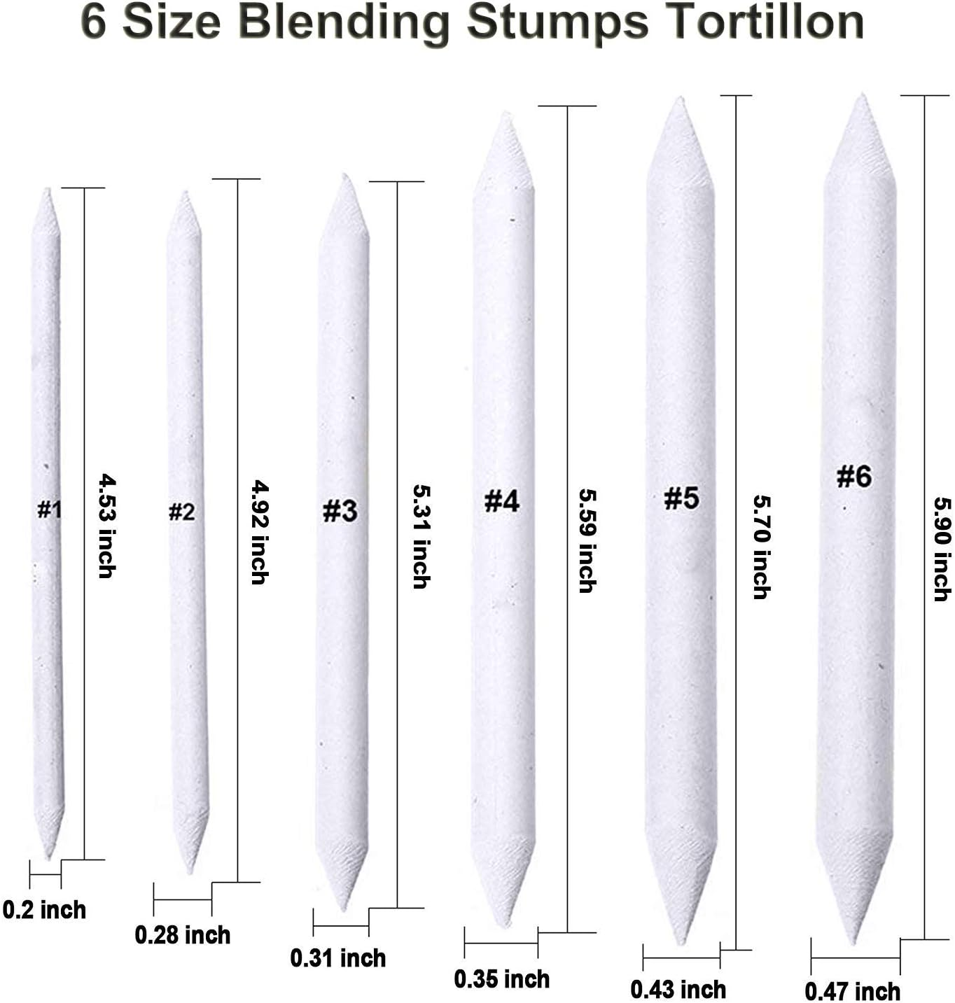 Cettkowns 36 Pieces Artist Blending Stump and Tortillion Art Blenders for Student Sketch Drawing image number 5