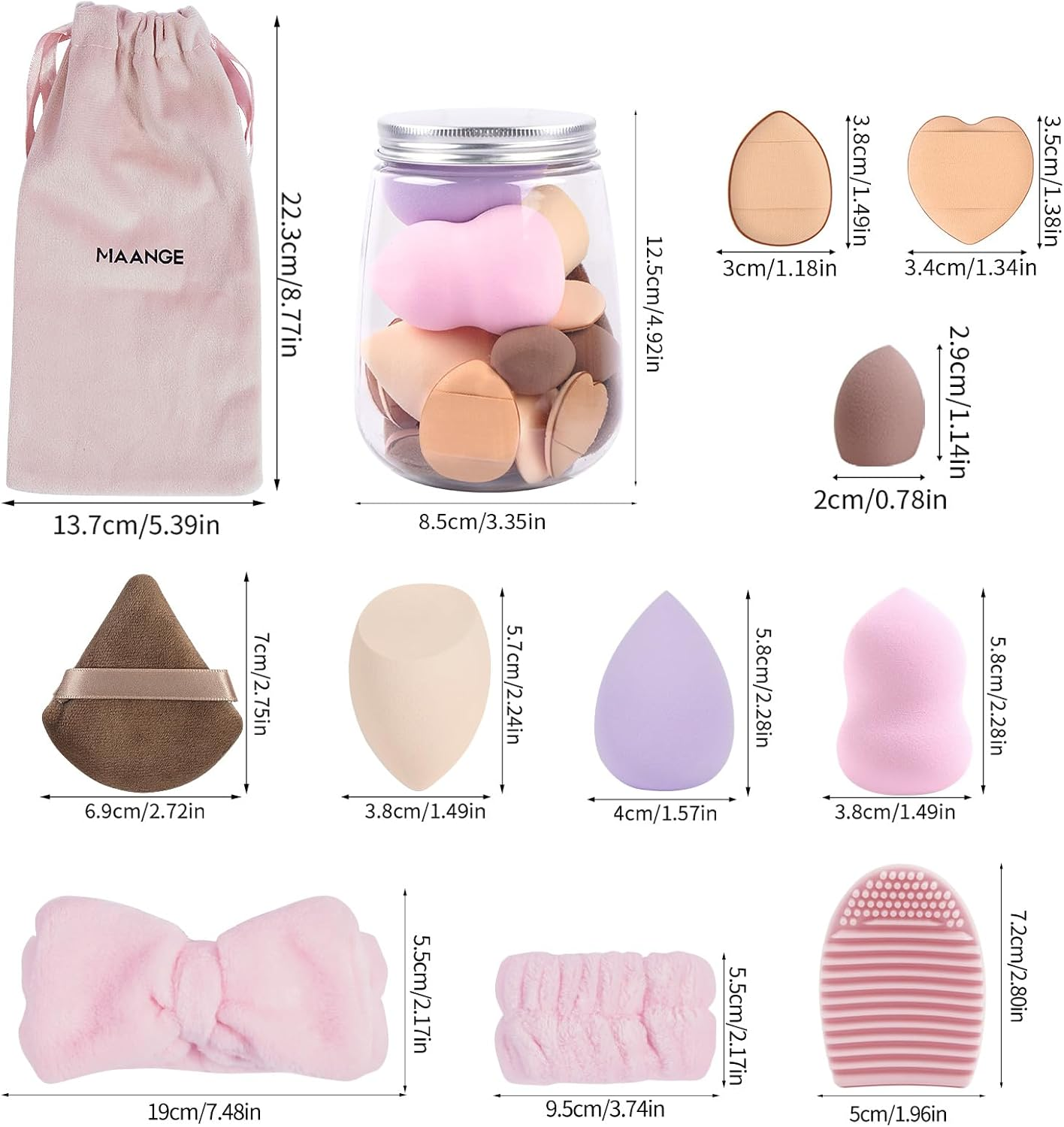 MAANGE Makeup Brush Set, 51 Pcs Makeup Tool Set Premium Synthetic Foundation Powder Makeup Brushes (Pink) - Pink image number 2