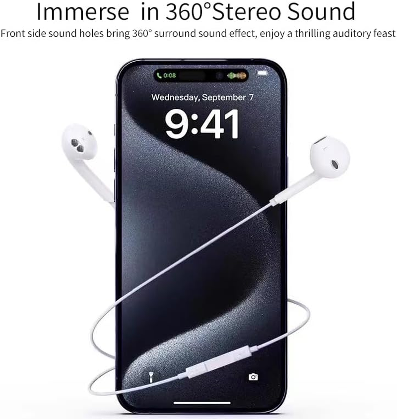 Headphones with USB-C Plug, Wired Ear Buds with Built-In Remote to Control Music, Phone Calls, and Volume image number 5