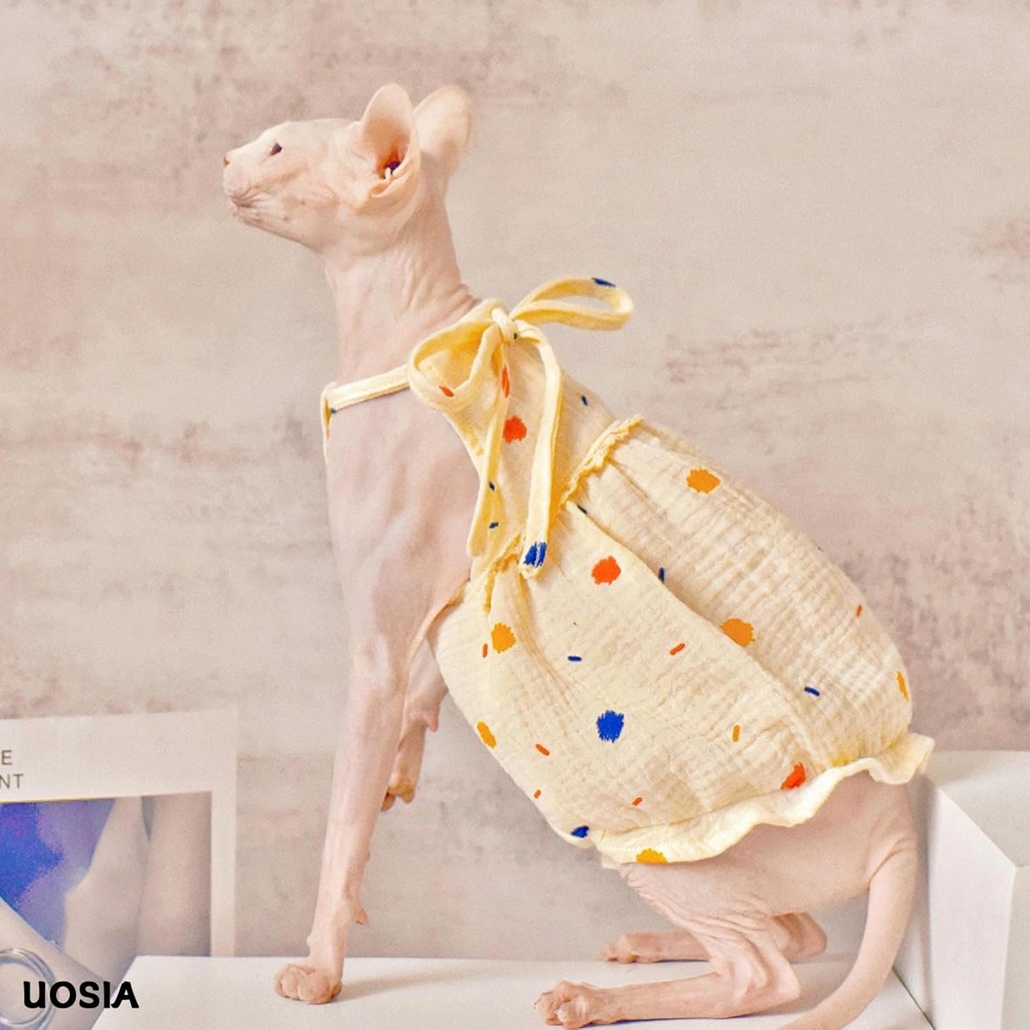 UOSIA Sphynx Cat Clothes for Cats Only Cute Cat Apparel Cotton Hairless Cats Shirt Summer Breathable Cat T-Shirts Kitten Vest Skirt for Girl Cats Small Dogs