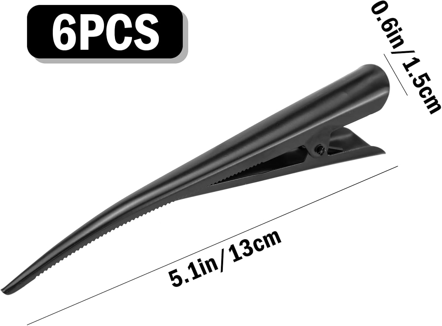 LNQ LUNIQI Pack of 6 Metal Duckbill Hair Clips, Large Hair Clips, Hairdresser Hair Clips, Black Hair Clips, Duck Beak, Women'S Thick Hair Accessories for Everyday and Hairdressing Salon image number 6