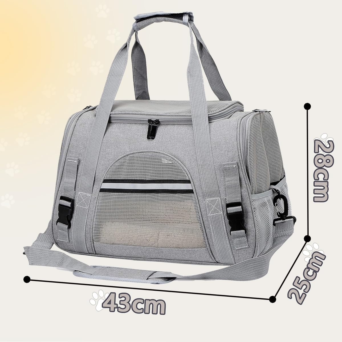 APKOL Cat Transport Box, Foldable Cat Transport Box with Shoulder Strap, Cat Transport Bag, Dog Transport Boxes, Cat Basket, Cat Carry Bag for Cats, Small Dogs, Puppies (Grey, Medium) image number 2