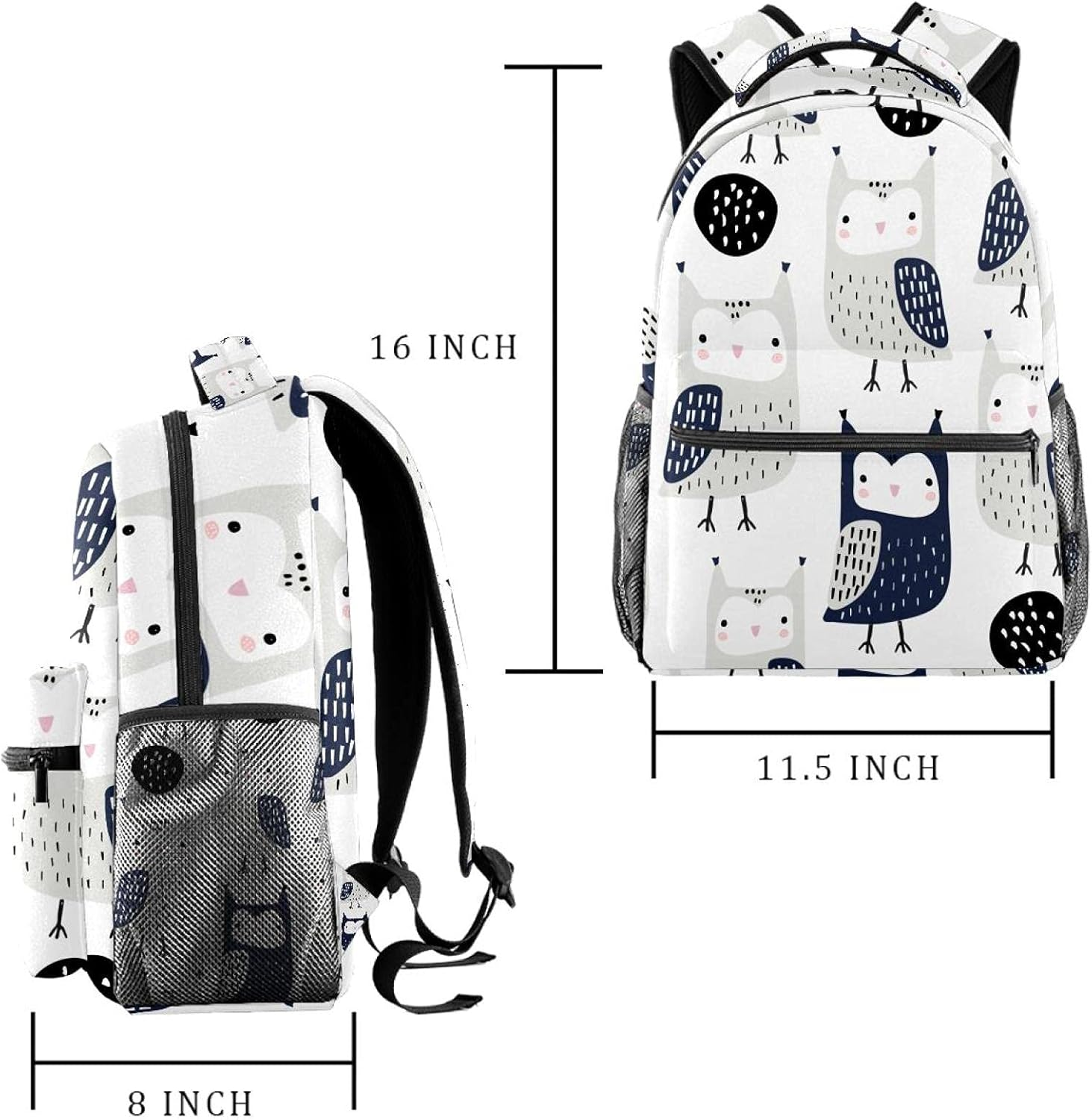Creative Woodland Childish Owls Backpack Students Shoulder Bags Travel Bag College School Tote Backpacks image number 5