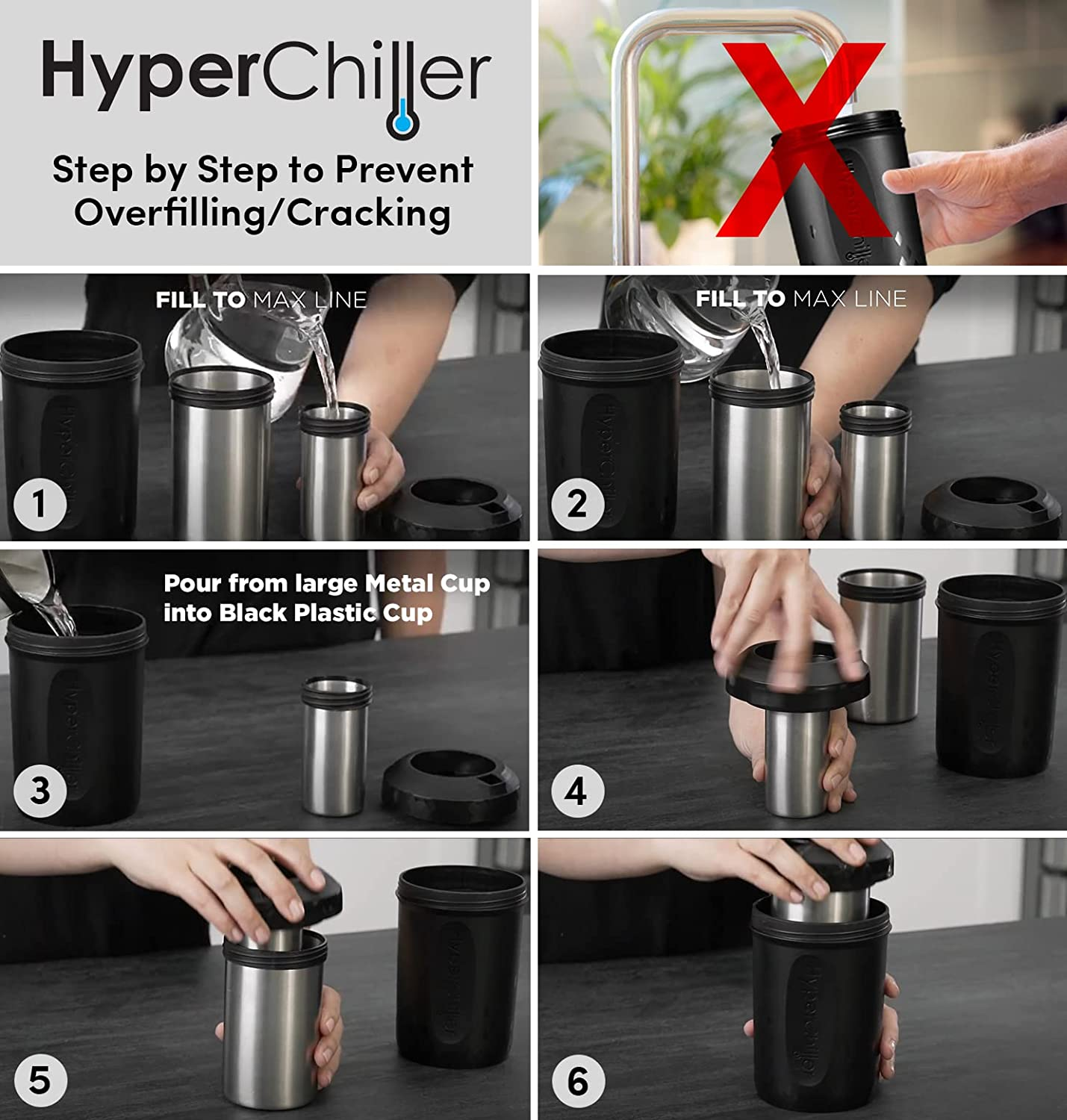 Hyperchiller Patented Instant Coffee/Beverage Cooler, 12.5 Oz Capacity, Black image number 4