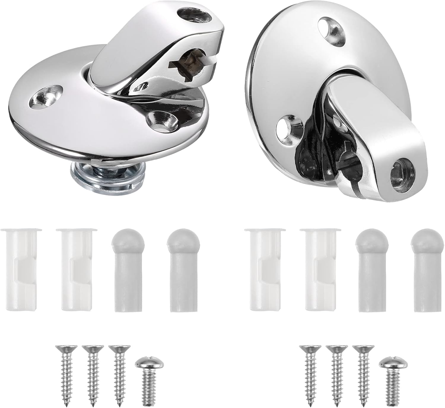 X AUTOHAUX 2 Pair Sunvisor Support Brackets Kit Replace 7790753 for Buick for Chevrolet for Pontiac for Oldsmobile 1964-1973 Chrome W/Screws Bushing Tips for Coupe Sun Visor Metal image number 6