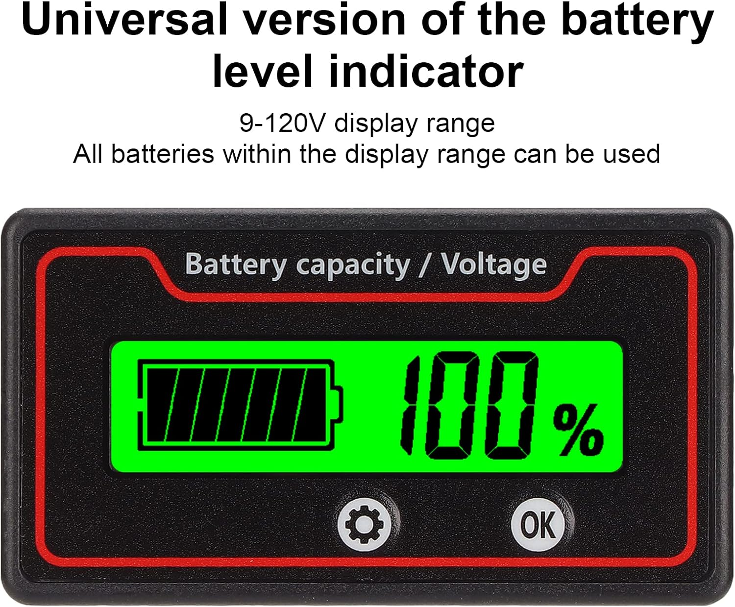 12-84V Battery Capacity Indicator Voltage Meter, Battery Monitor Battery Power Indicator Panel for Electric Vehicle Battery Packs, Etc (Green Light) - White Light image number 7