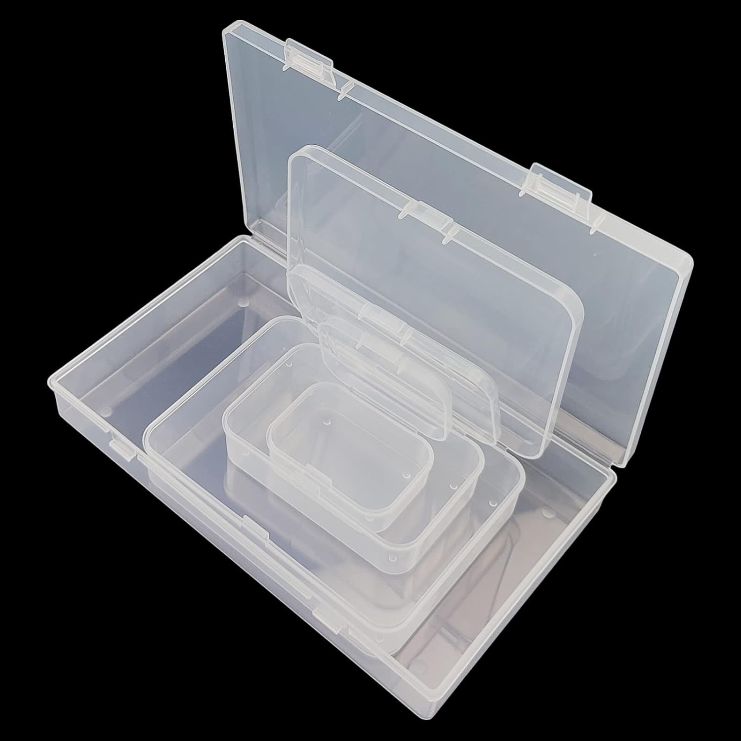 Thintinick 96 Pack Rectangular Clear Plastic Storage Containers Box with Hinged Lid for Beads and Other Small Craft Items (Mixed Sizes 2) image number 3
